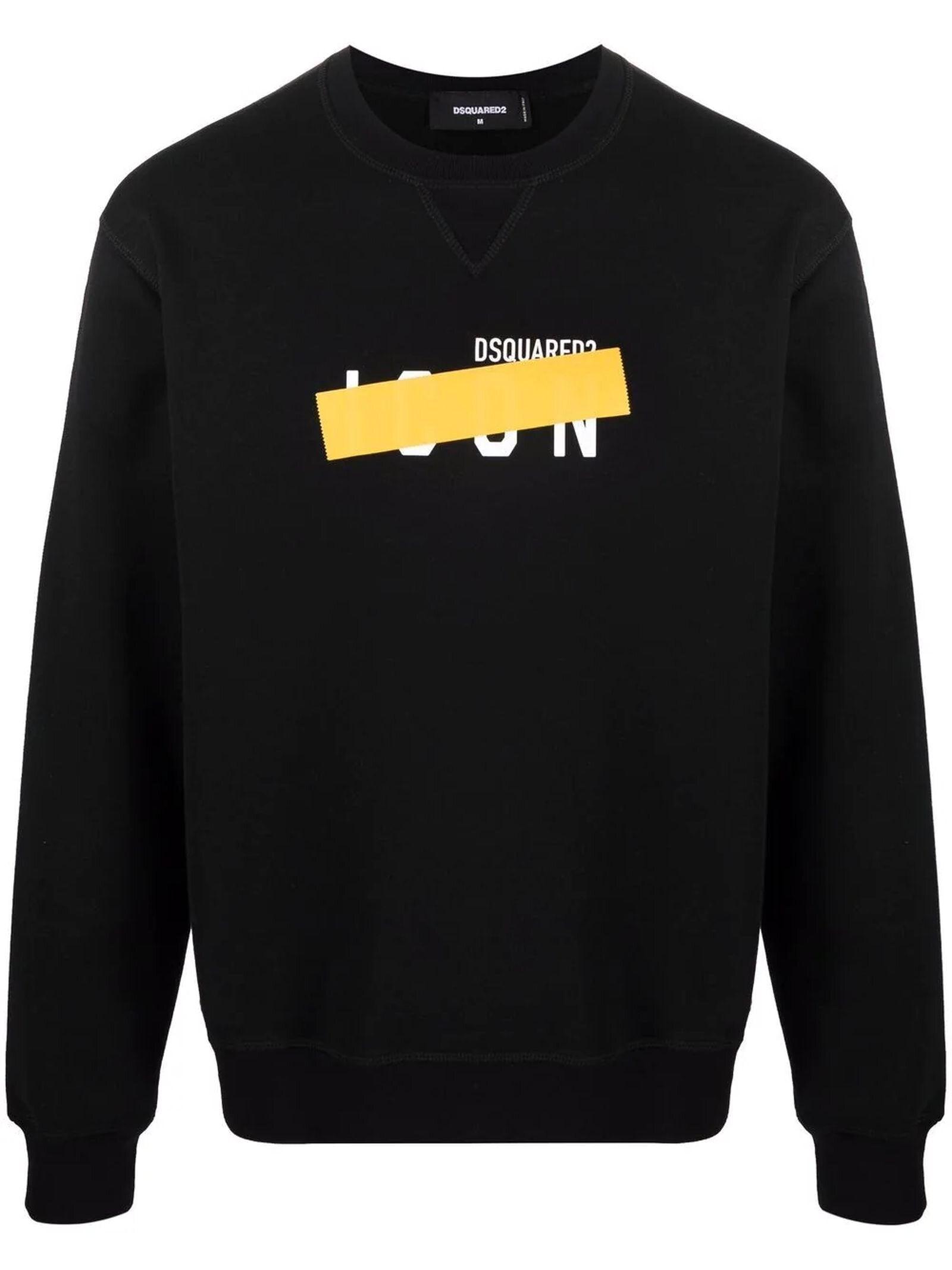 DSquared Be Icon Yellow Tape Sweatshirt Black in Blue for Men Lyst