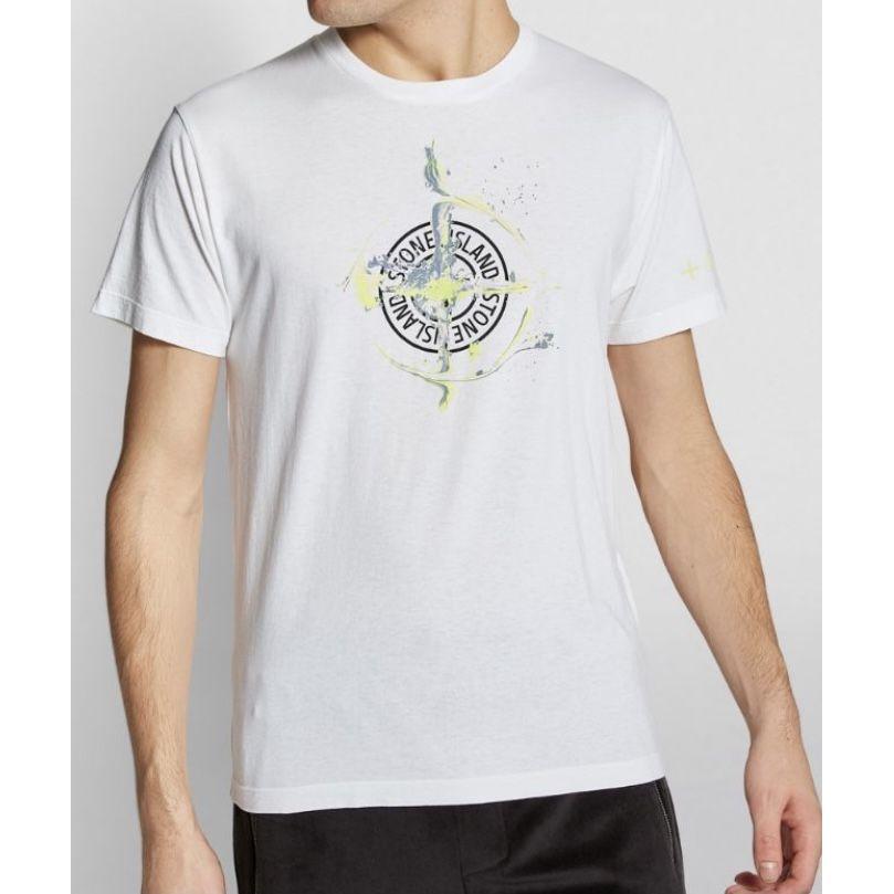 Stone Island Paint Splatter T-shirt in White for Men | Lyst