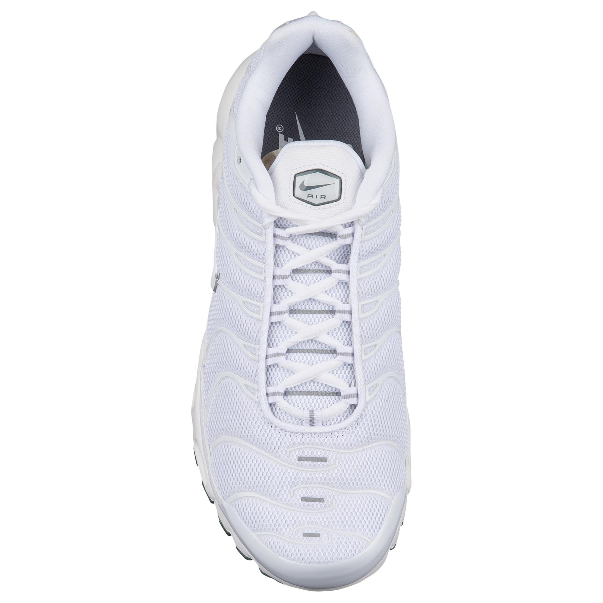 grey and white air max plus
