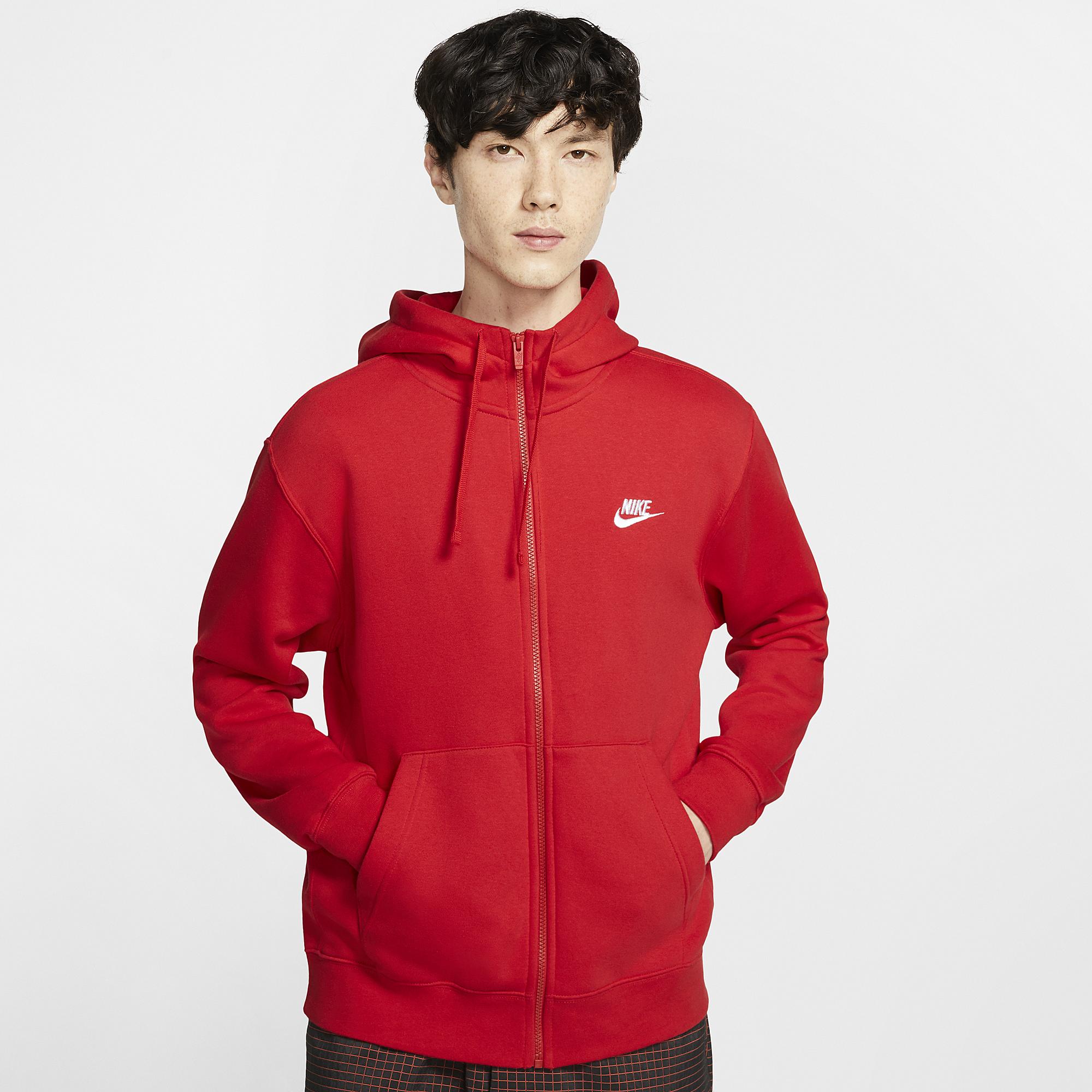 Nike Fleece Club Full-zip Hoodie in University Red (Red) for Men - Save 27%  | Lyst