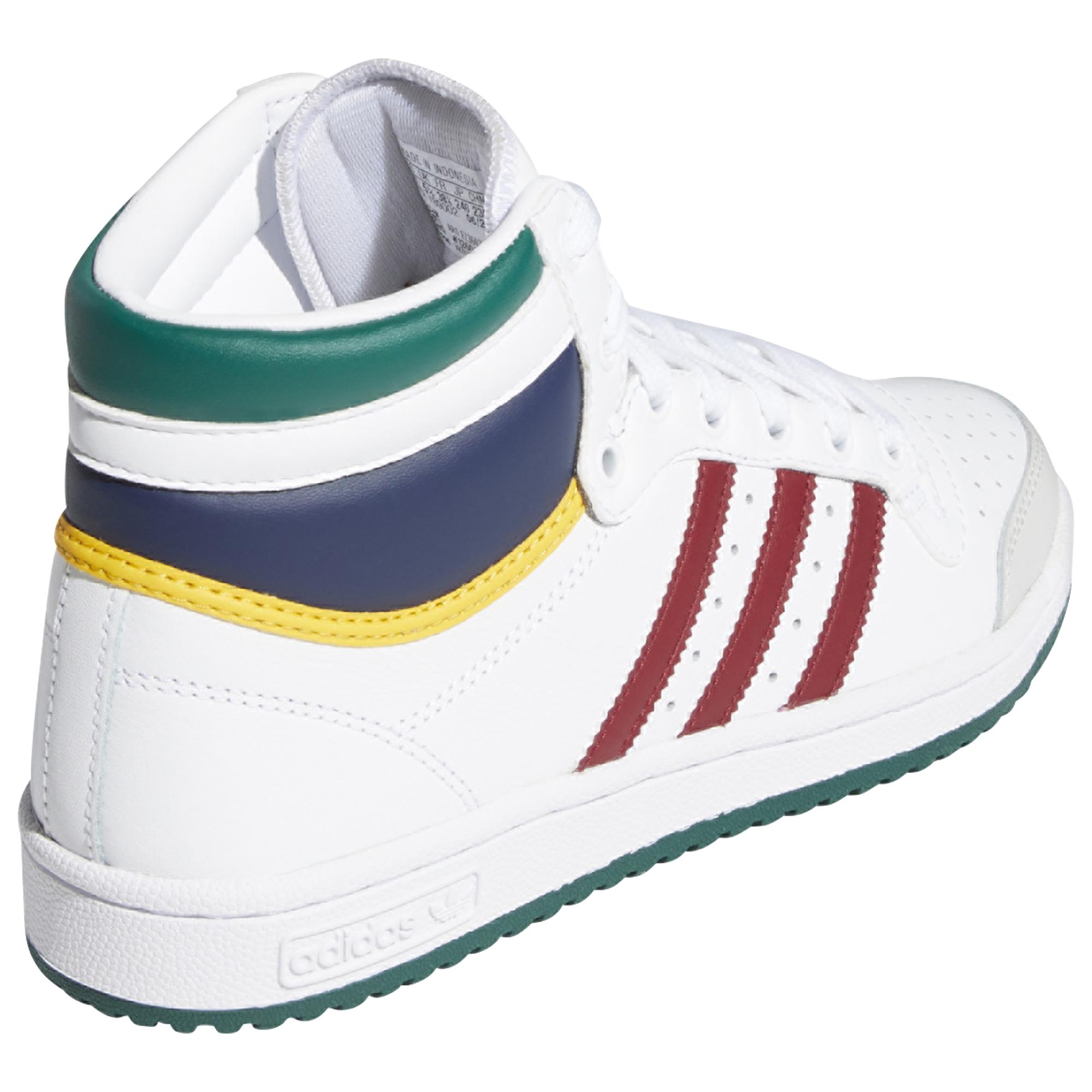 adidas Leather Top Ten Hi - Shoes in White/Maroon/Green (White) - Lyst