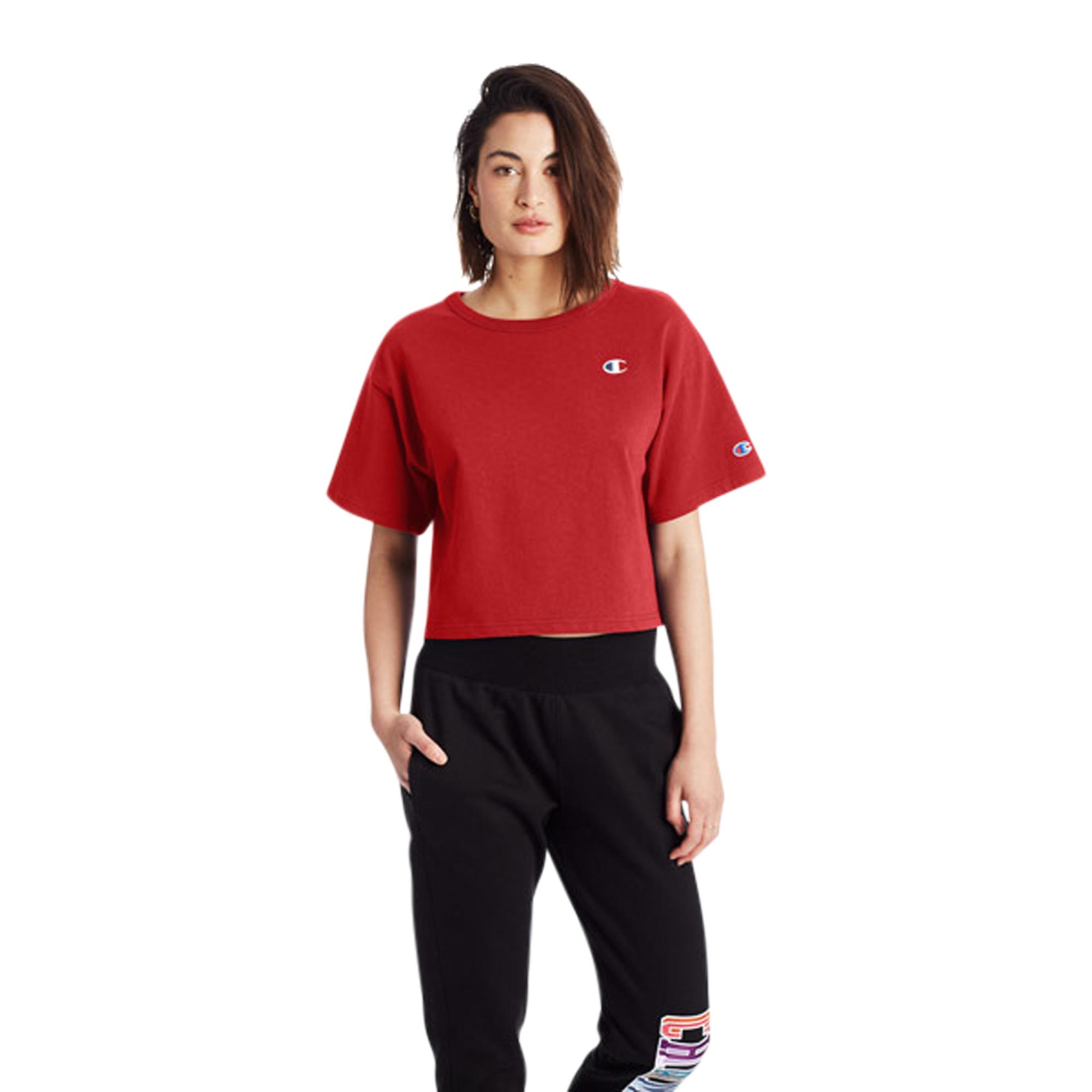 Champion Cotton Heritage Cropped T-shirt in Red - Lyst