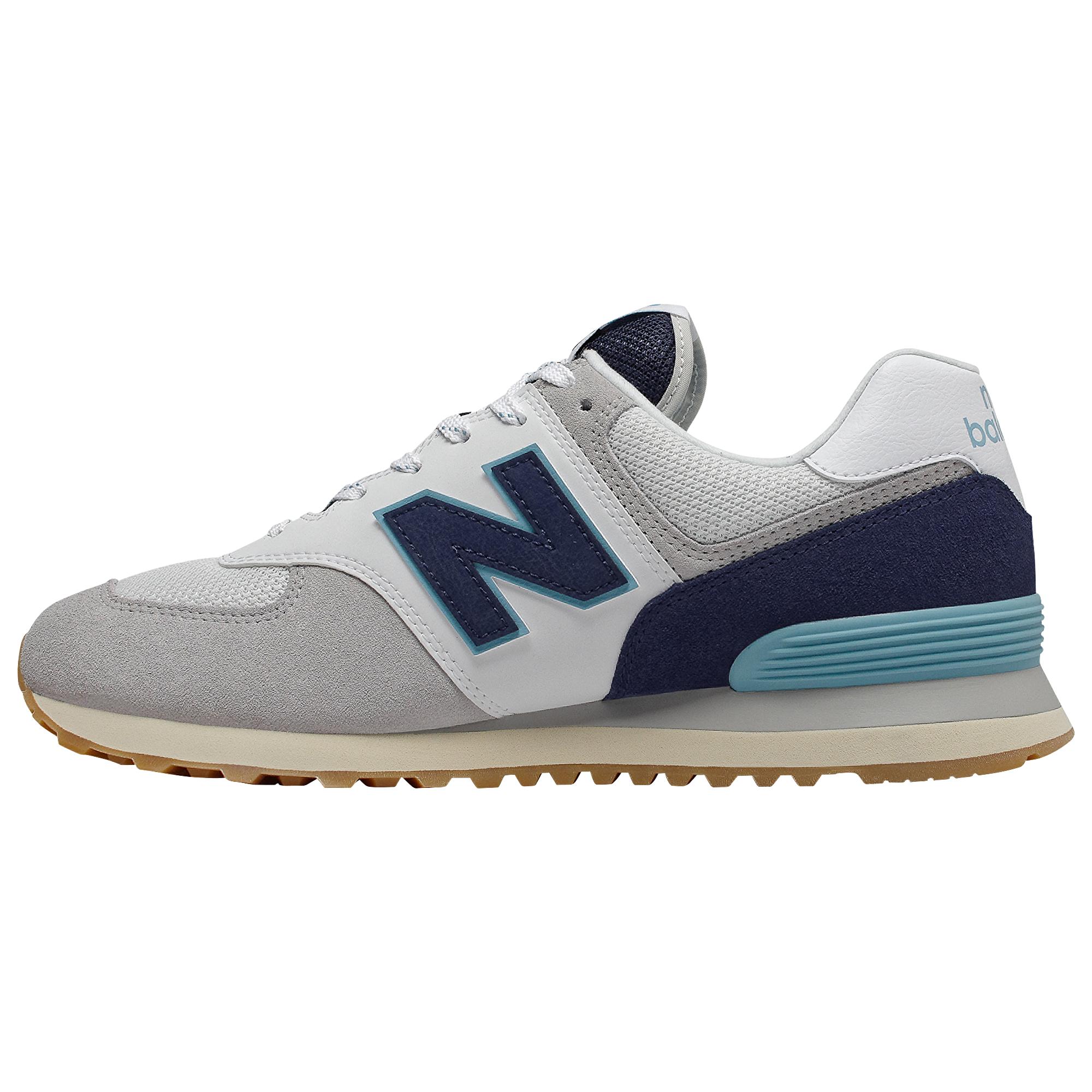 New Balance 574 - Running Shoes in White/Navy/Blue (Blue) for Men | Lyst