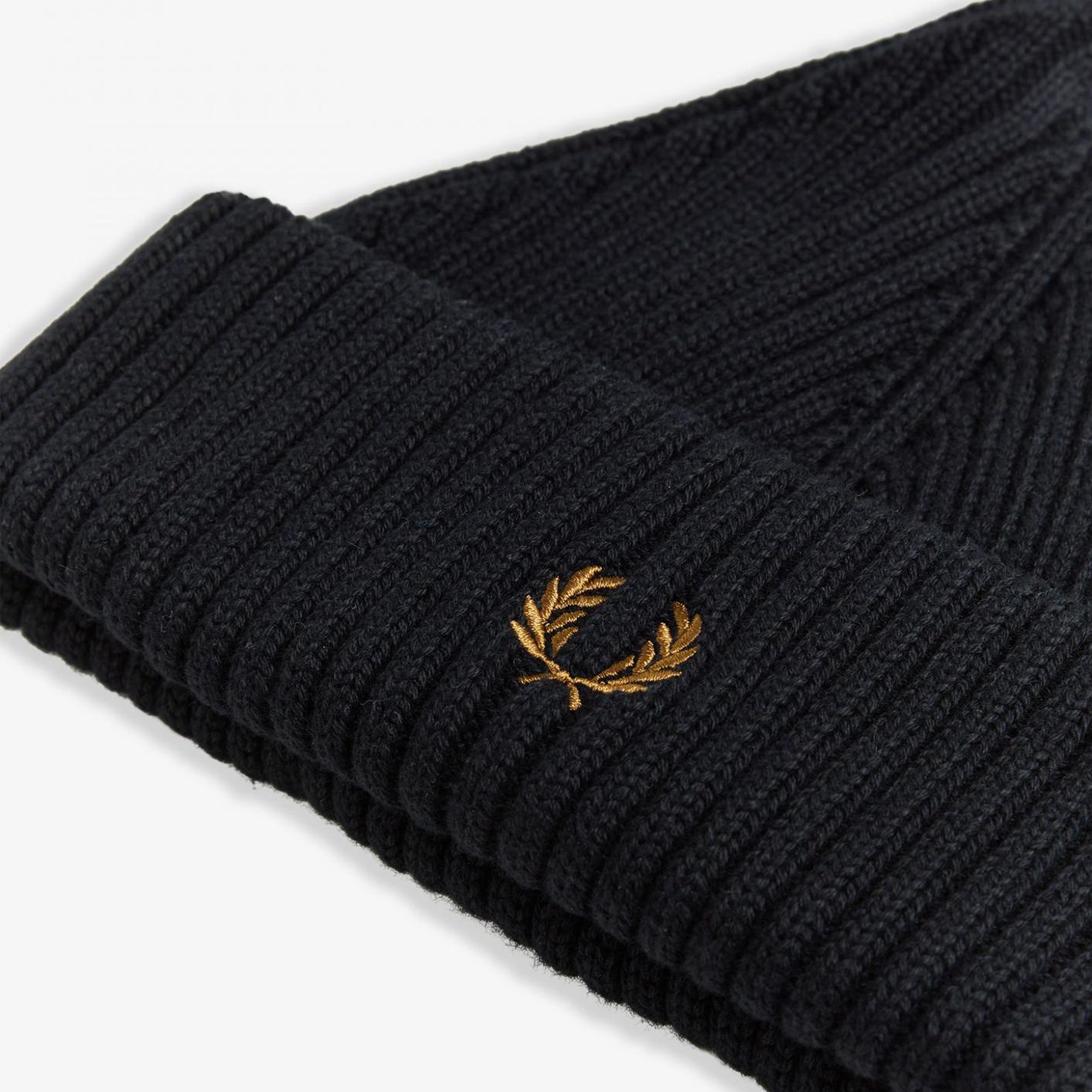 Fred Perry Short Ribbed Beanie in Blue for Men | Lyst
