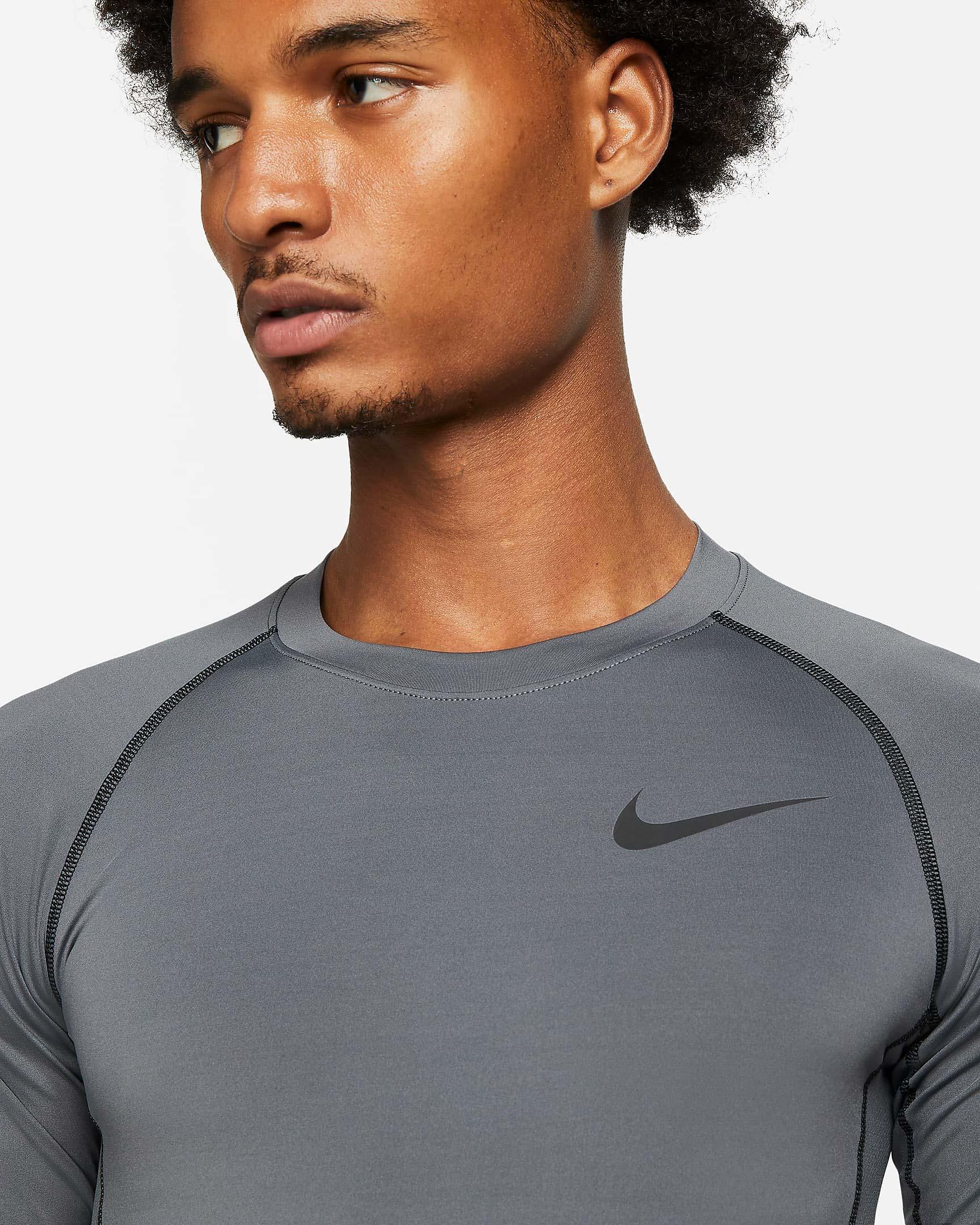 Nike Pro Dri-fit Tight-fit Ls Training T-shirt in Gray for Men | Lyst