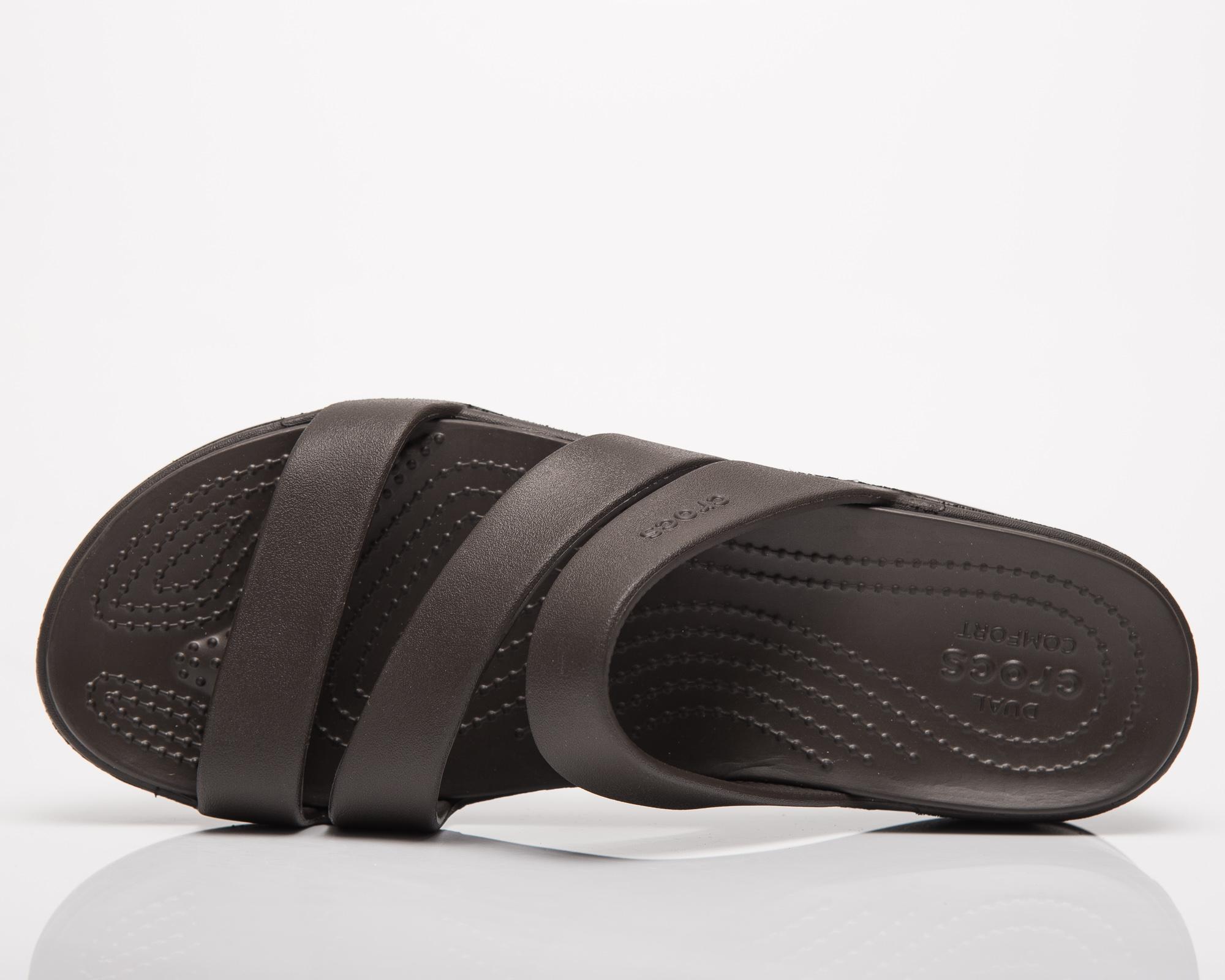 crocs monterey strappy wedge black