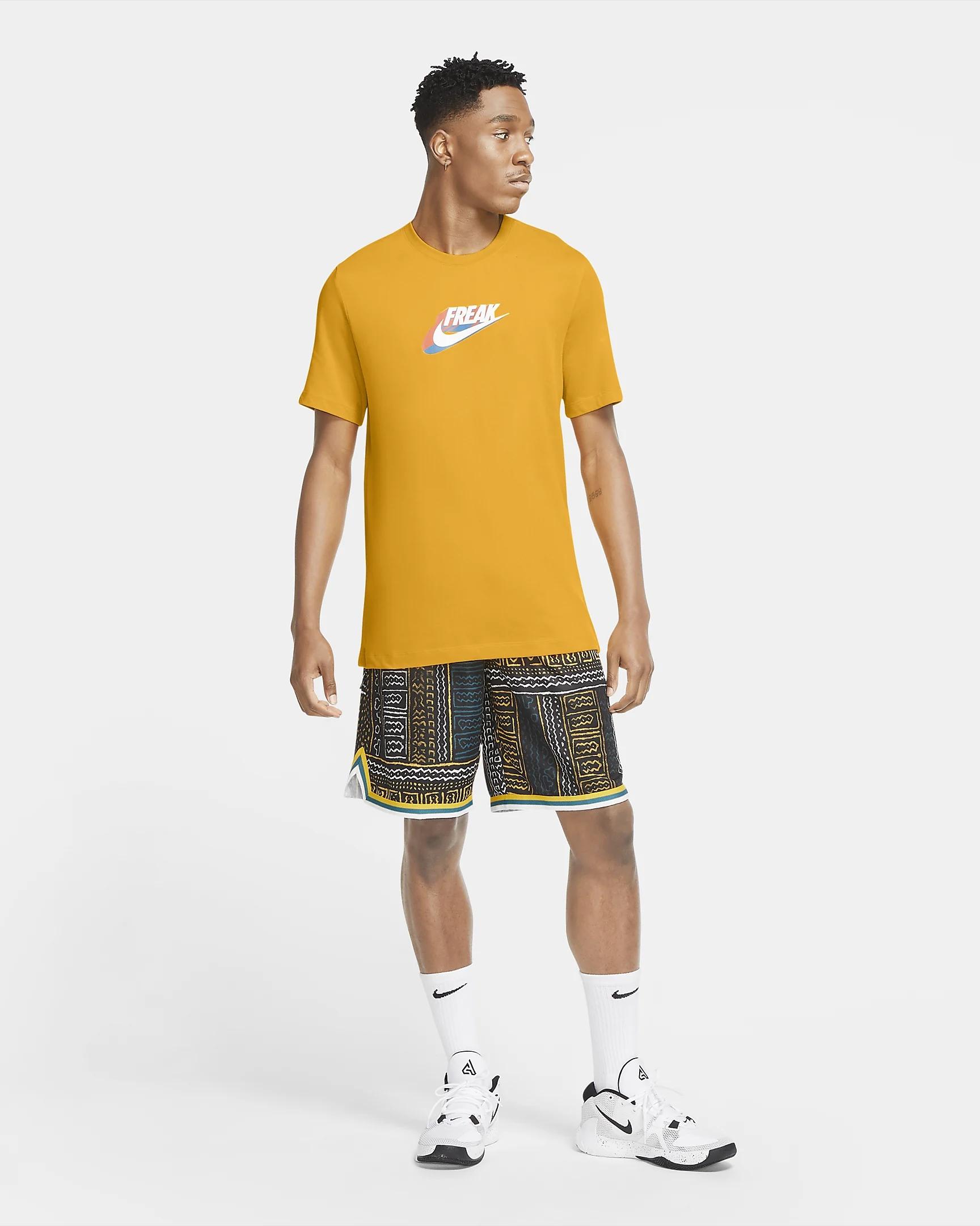 Nike Dri-fit Giannis Antetokounmpo Swoosh Freak Ss Basketball T-shirt in  Yellow for Men | Lyst