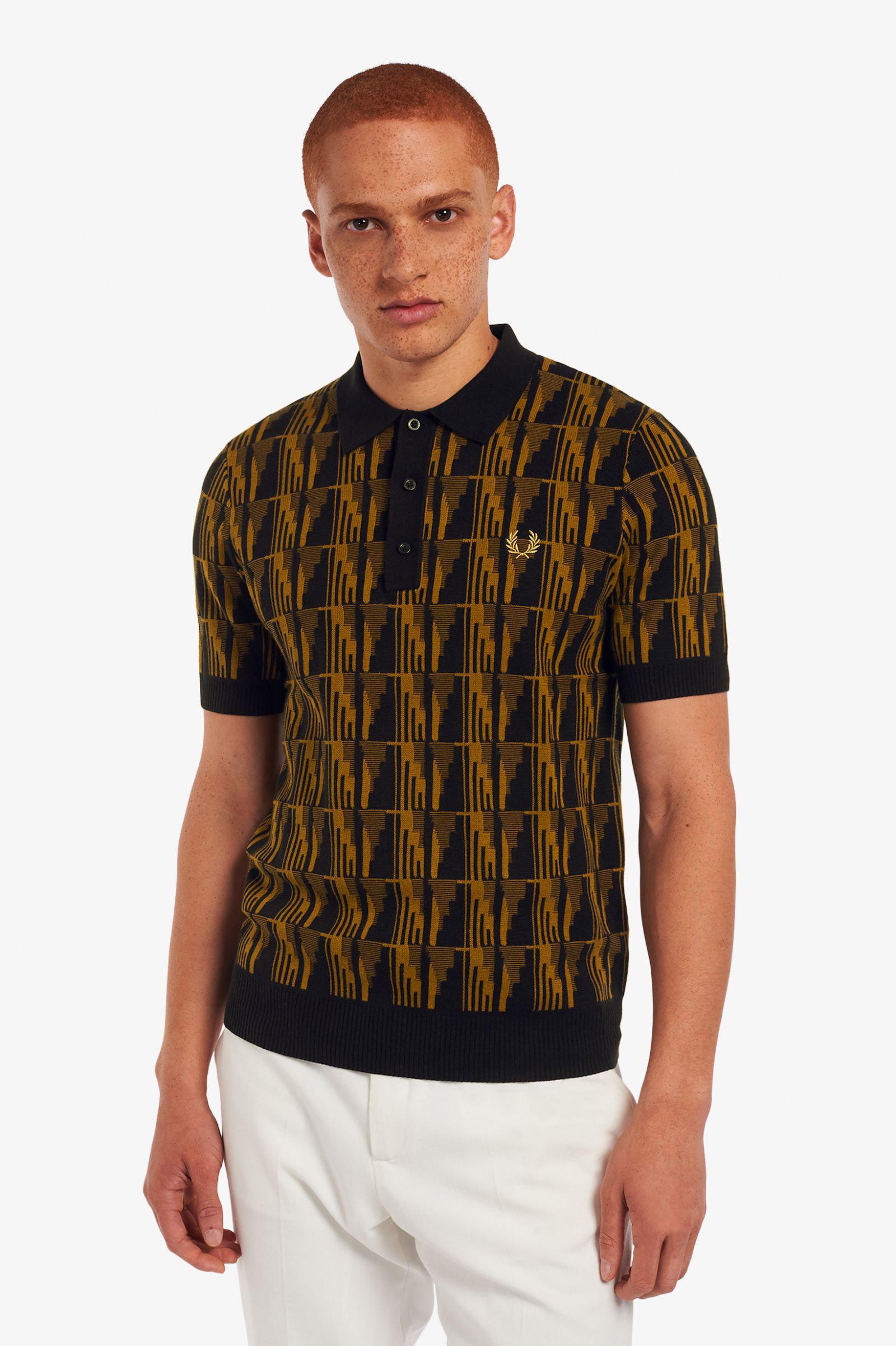 Fred Perry Jacquard Knitted Ss Polo T-shirt for Men | Lyst