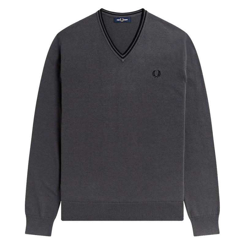 Fred Perry Classic V Neck Sweater in Gray for Men | Lyst