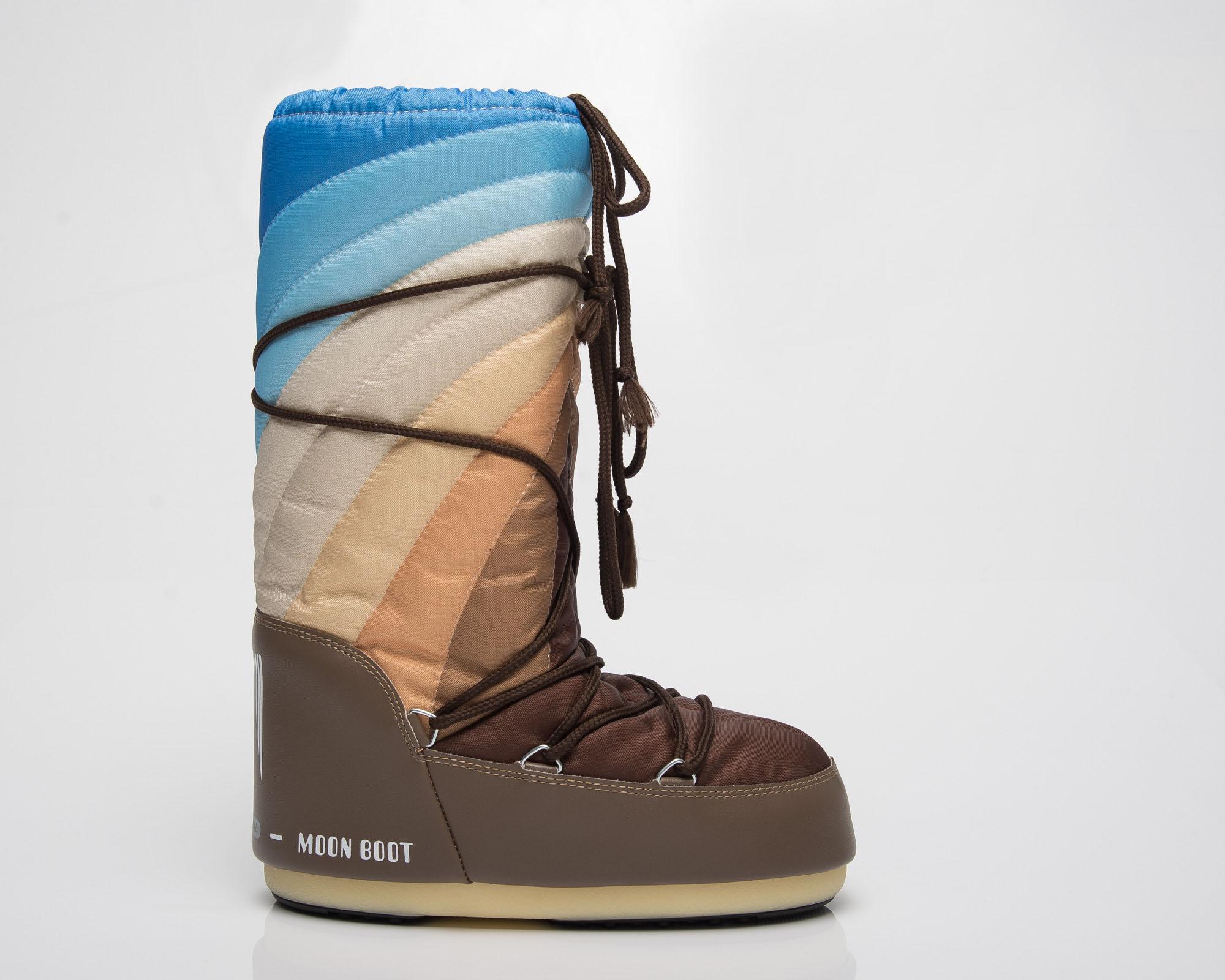 Moon Boot Icon Rainbow Brown Nylon Boots in Blue | Lyst