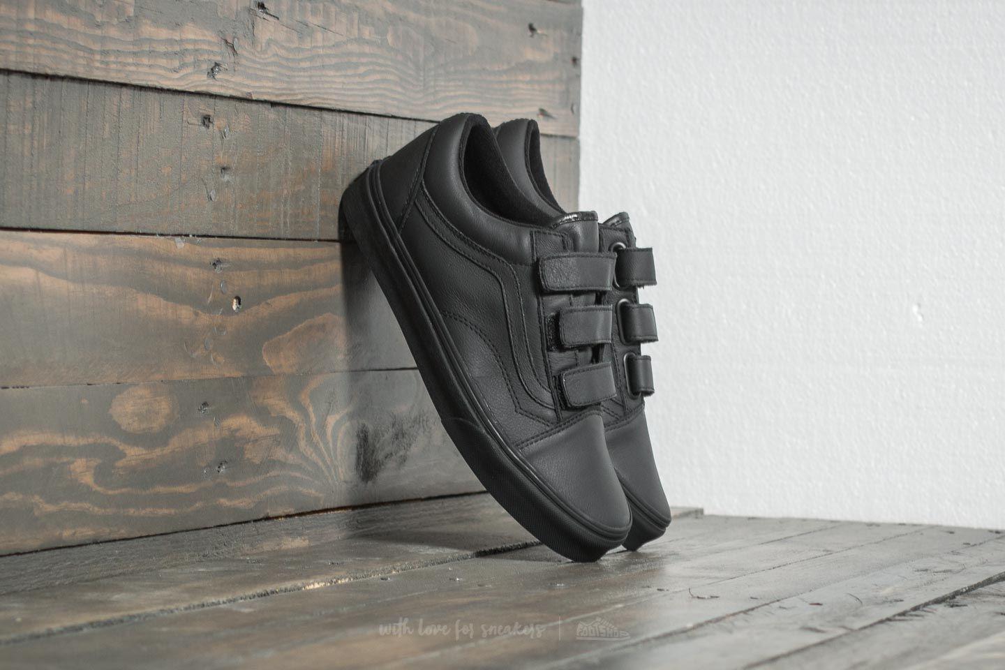 black leather velcro vans