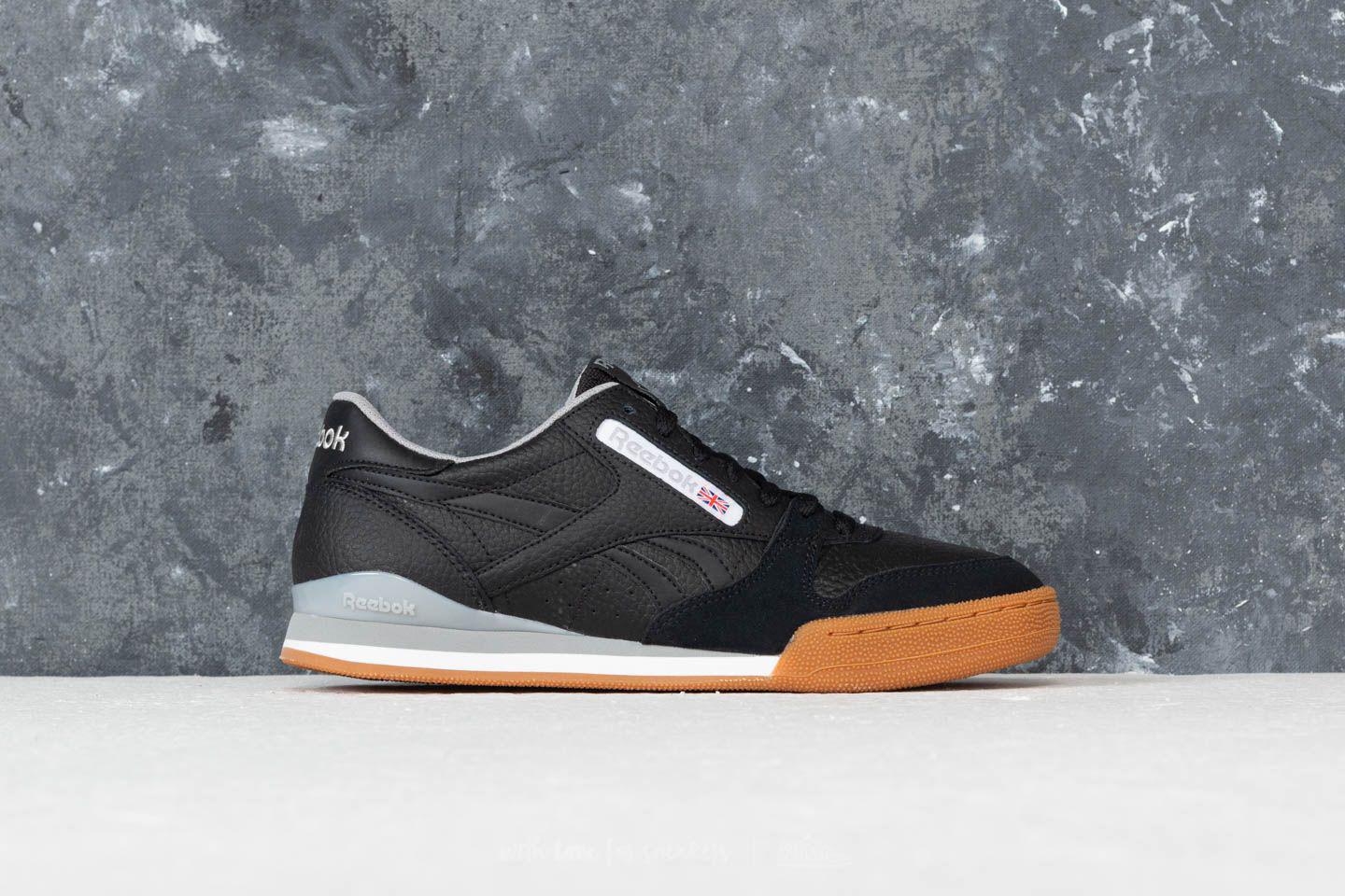 reebok phase 1 trainers black with gum sole