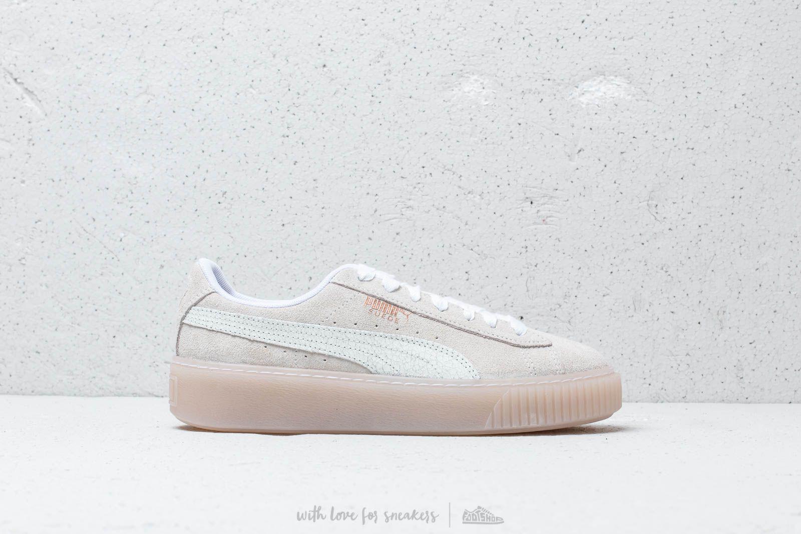 white puma suede platform