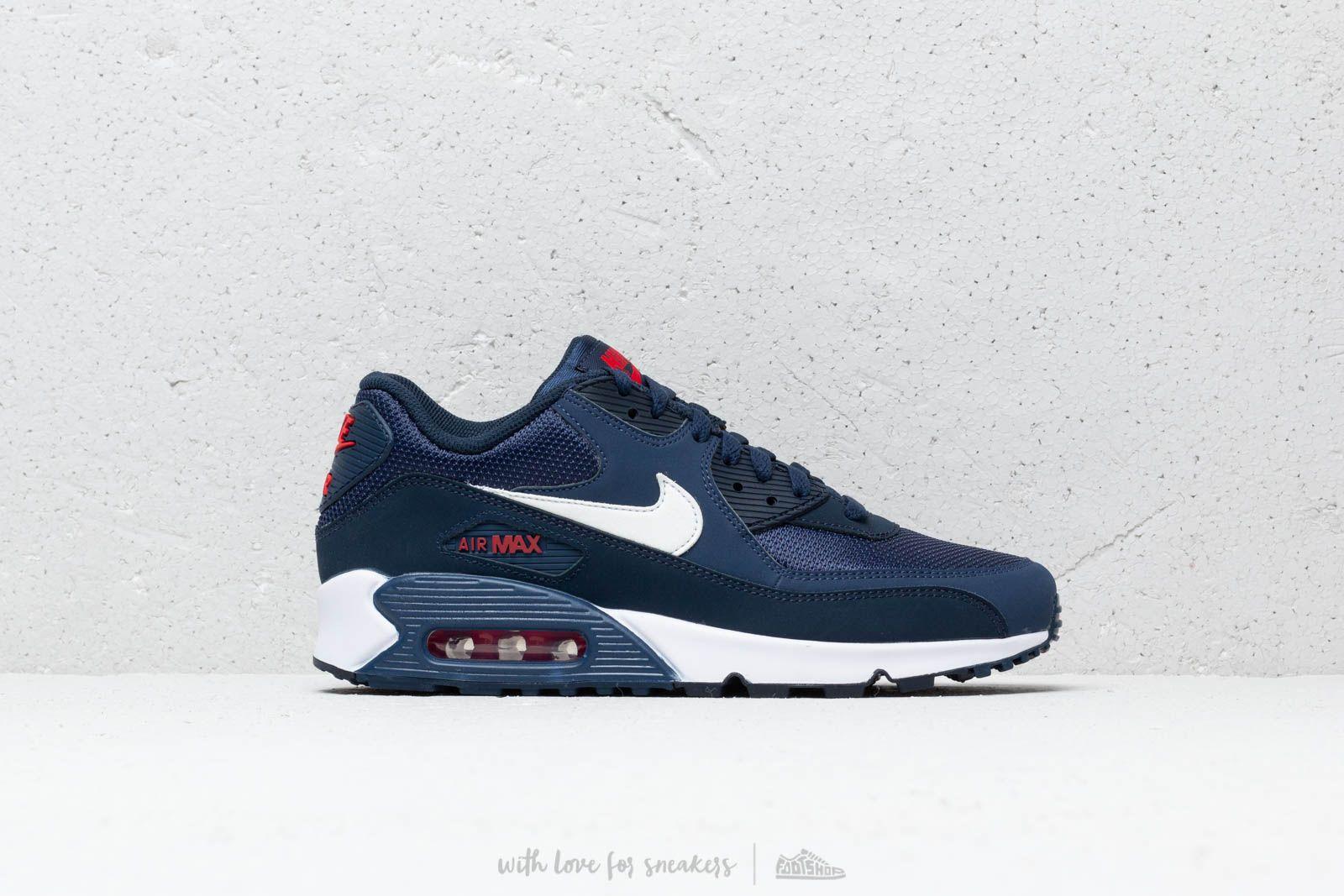 Nike Leather Air Max 90 Essential Midnight Navy/ White-university Red in  Blue for Men - Lyst