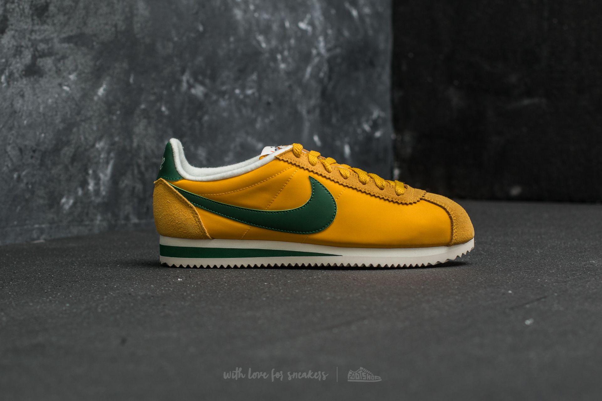 green and yellow nike cortez