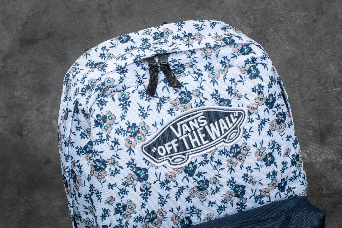 vans backpack white flowers