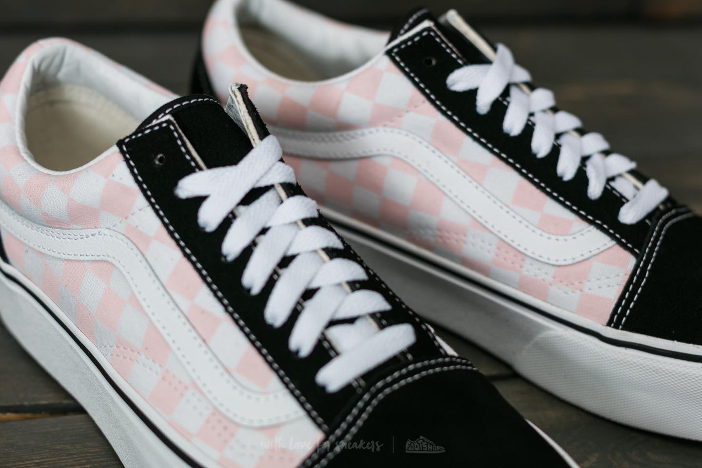 pink and white checkered old skool vans