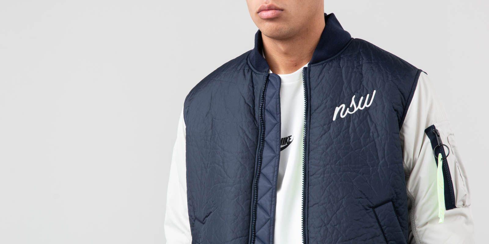 Nike Synthetic Sportswear Down Fill Bomber Jacket Blue/ White for Men | Lyst