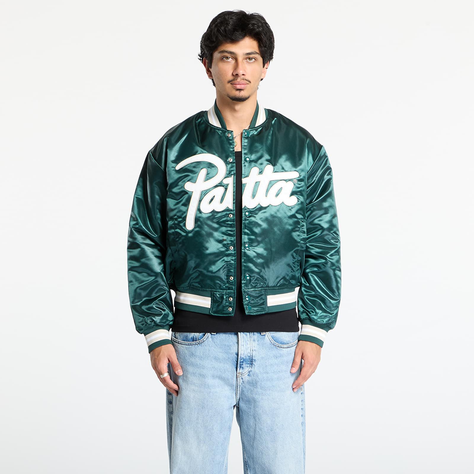 PATTA Jacket Script Logo Satin Varsity Jacket in Green | Lyst