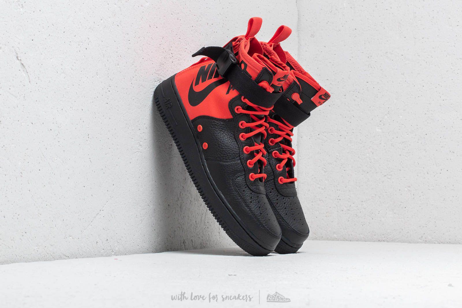 sf air force 1 mid habanero red black