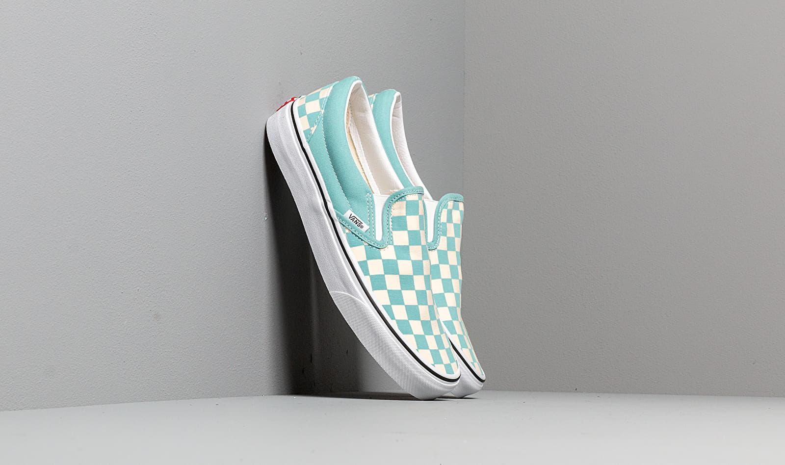 aqua blue checkered vans