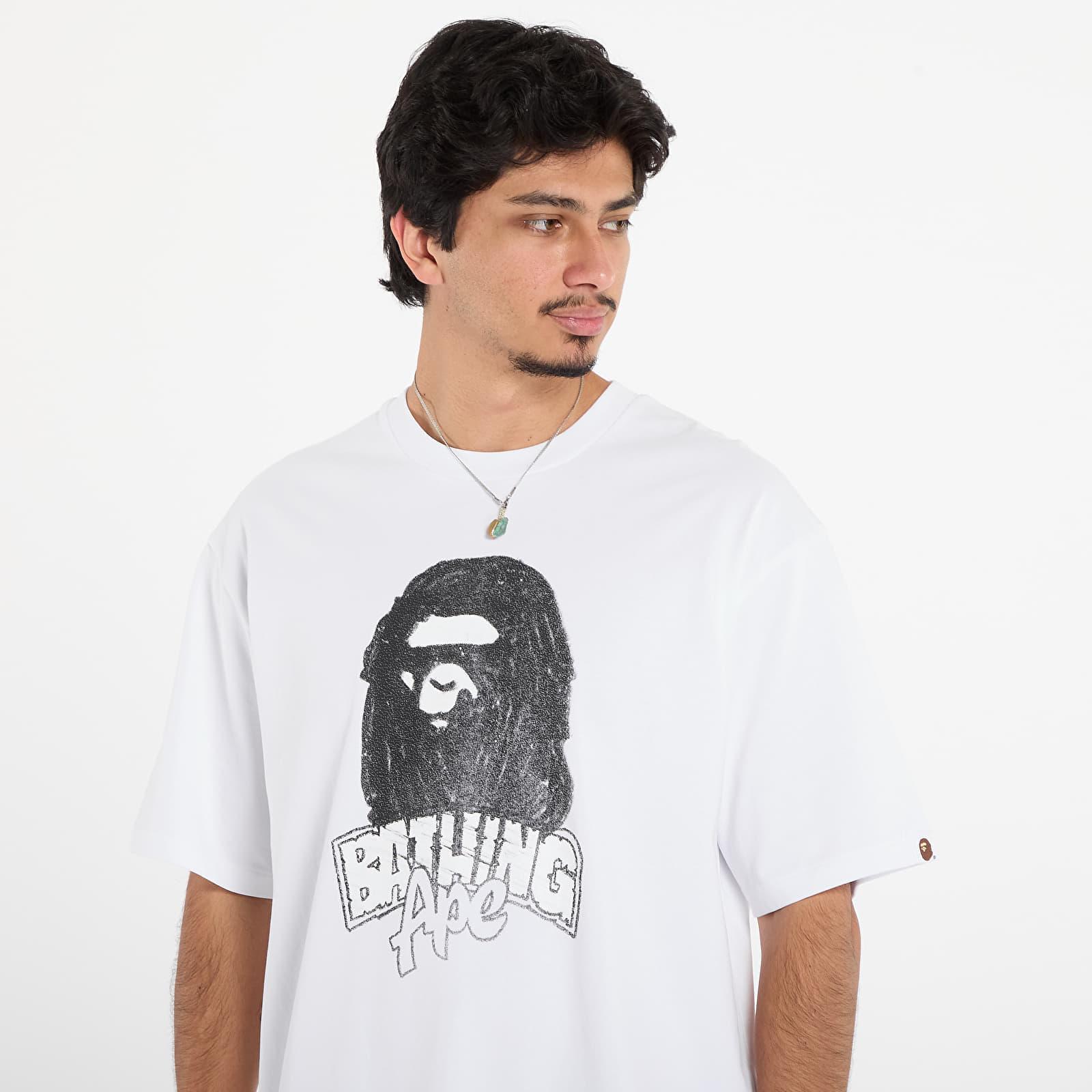 A Bathing Ape T-Shirt Hand Drawn Ape Head Relaxed Fit Tee in White 