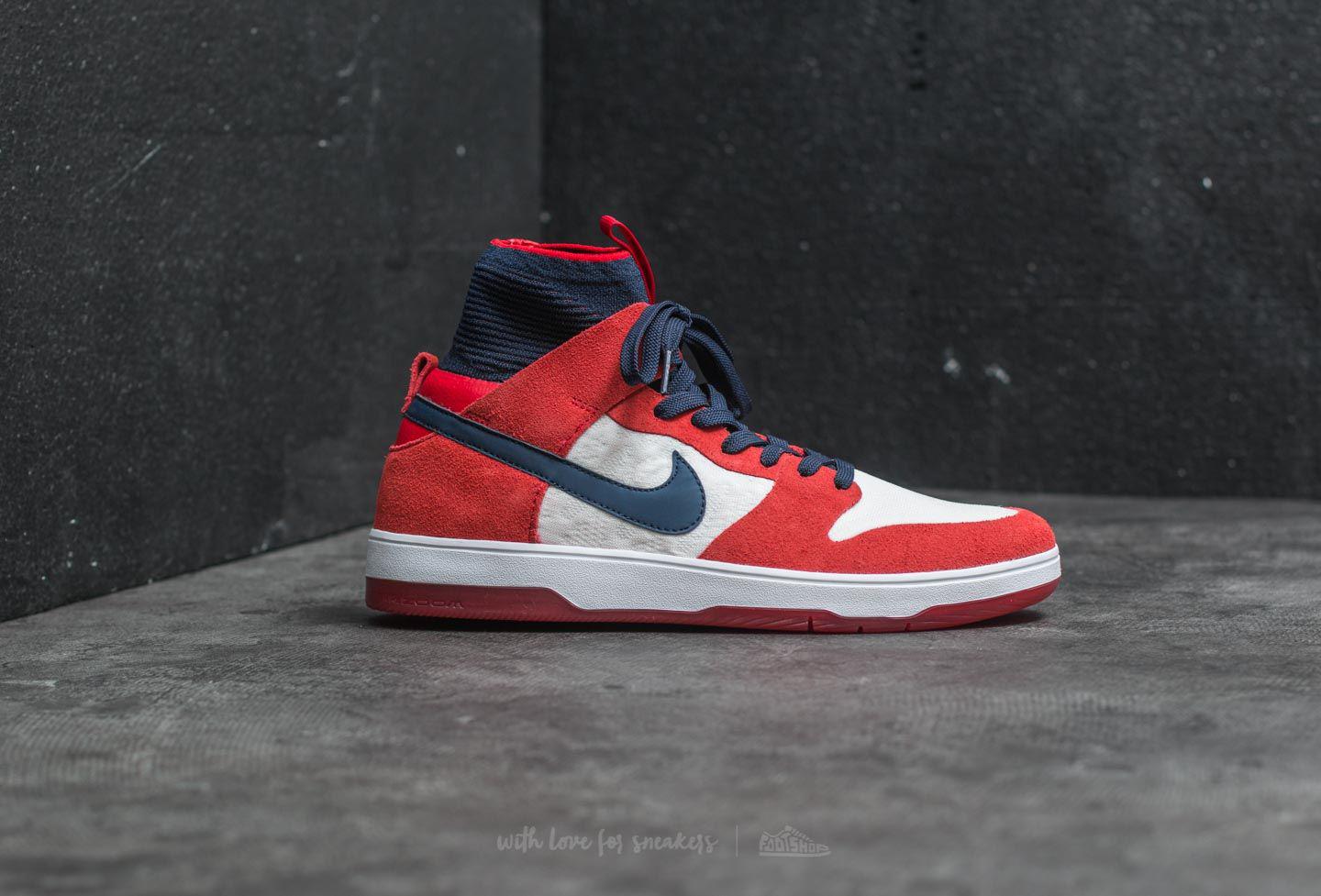 nike sb dunk high elite red navy white