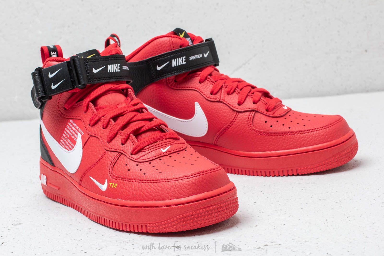 Nike Leather Air Force 1 Mid '07 Lv8 University Red/ White- Black for ...