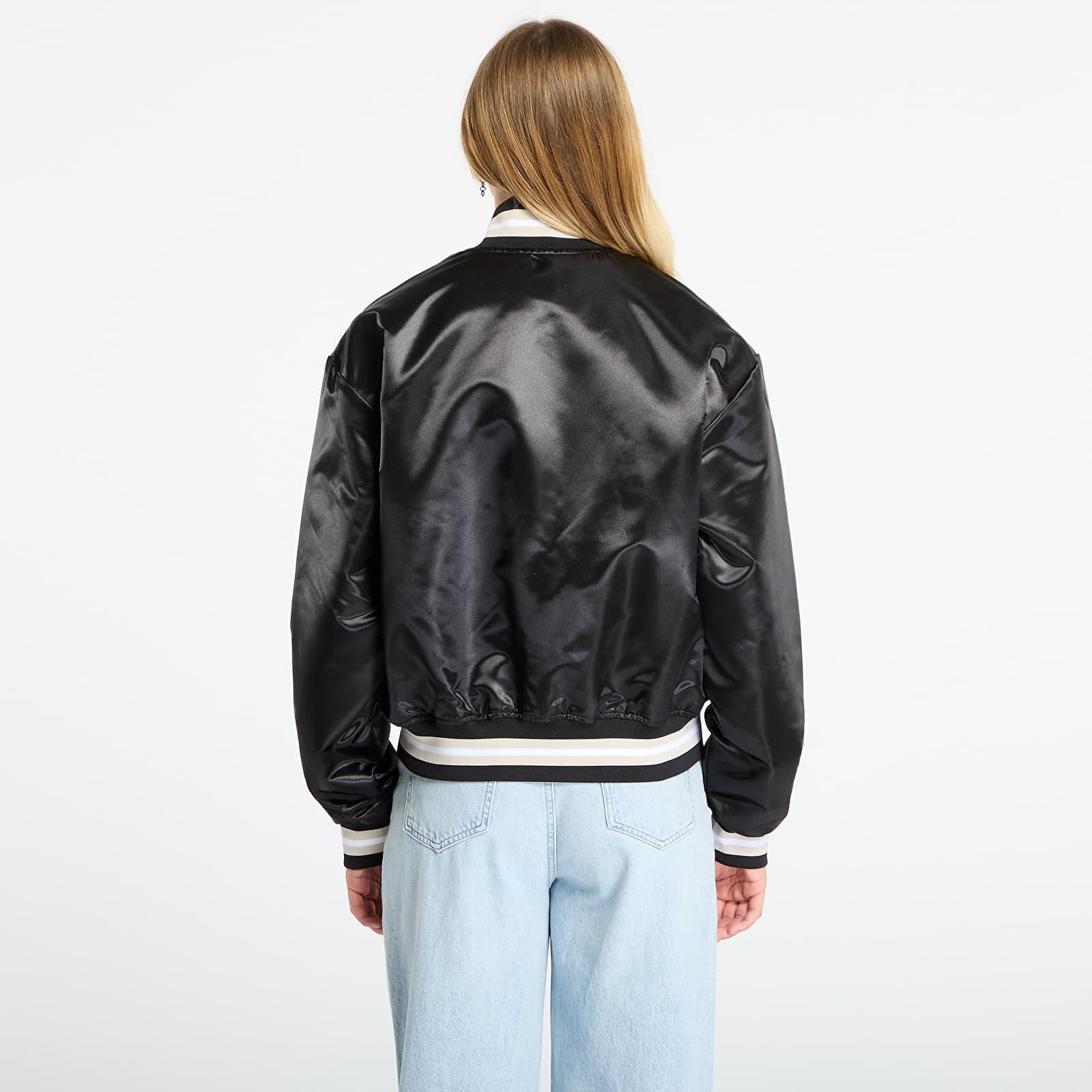 PATTA Jacket Script Logo Satin Varsity Jacket in Black | Lyst