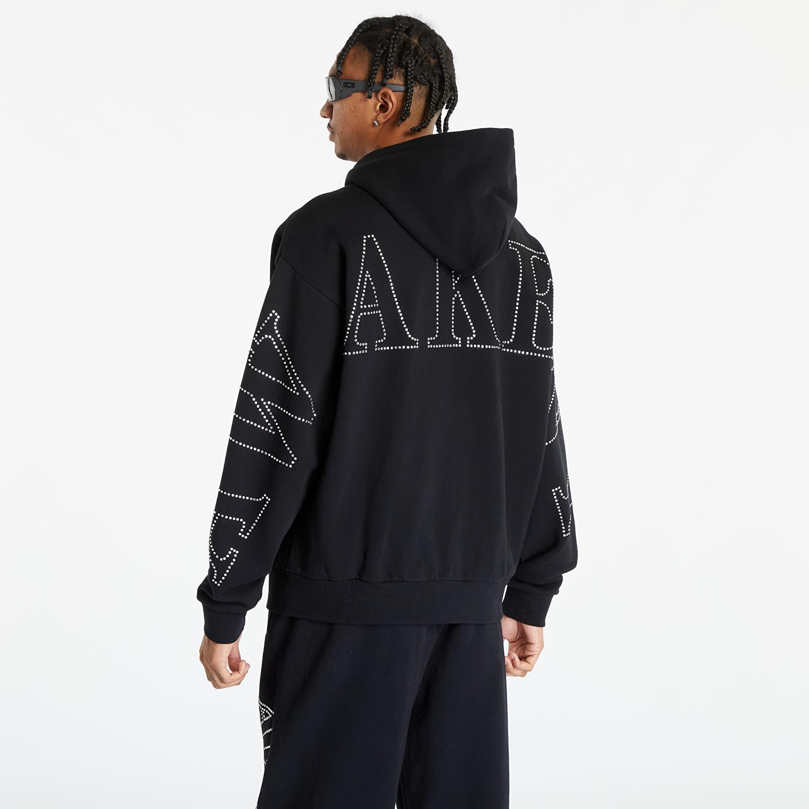 AWAKE NY Rhinestone Serif Zip Up Hoodie Washed in Black for