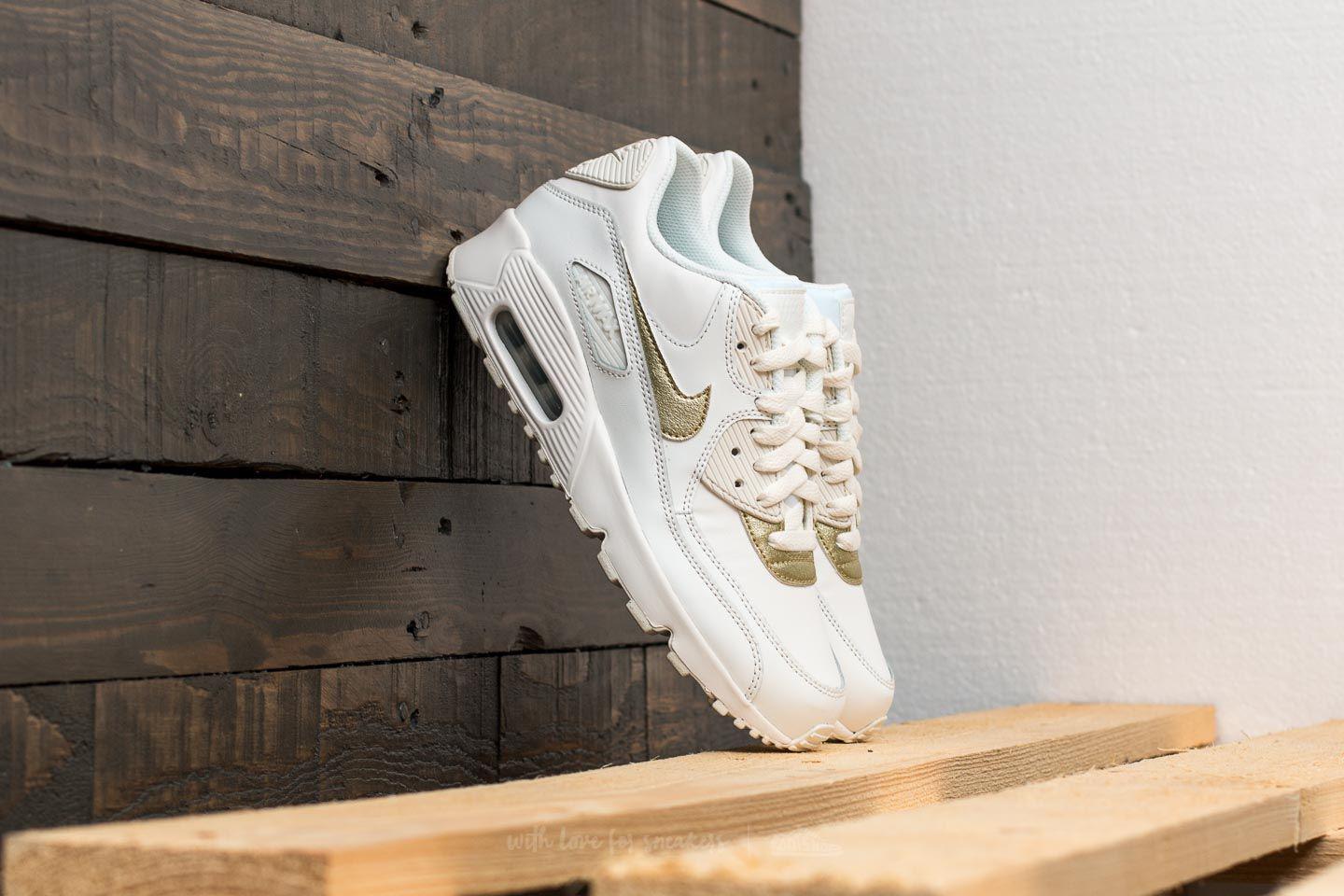Nike Air Max 90 Leather (gs) Summit White/ Metallic Gold Star - Lyst