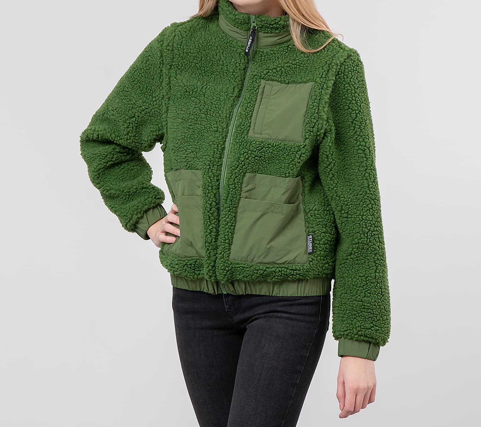 stussy green sherpa jacket