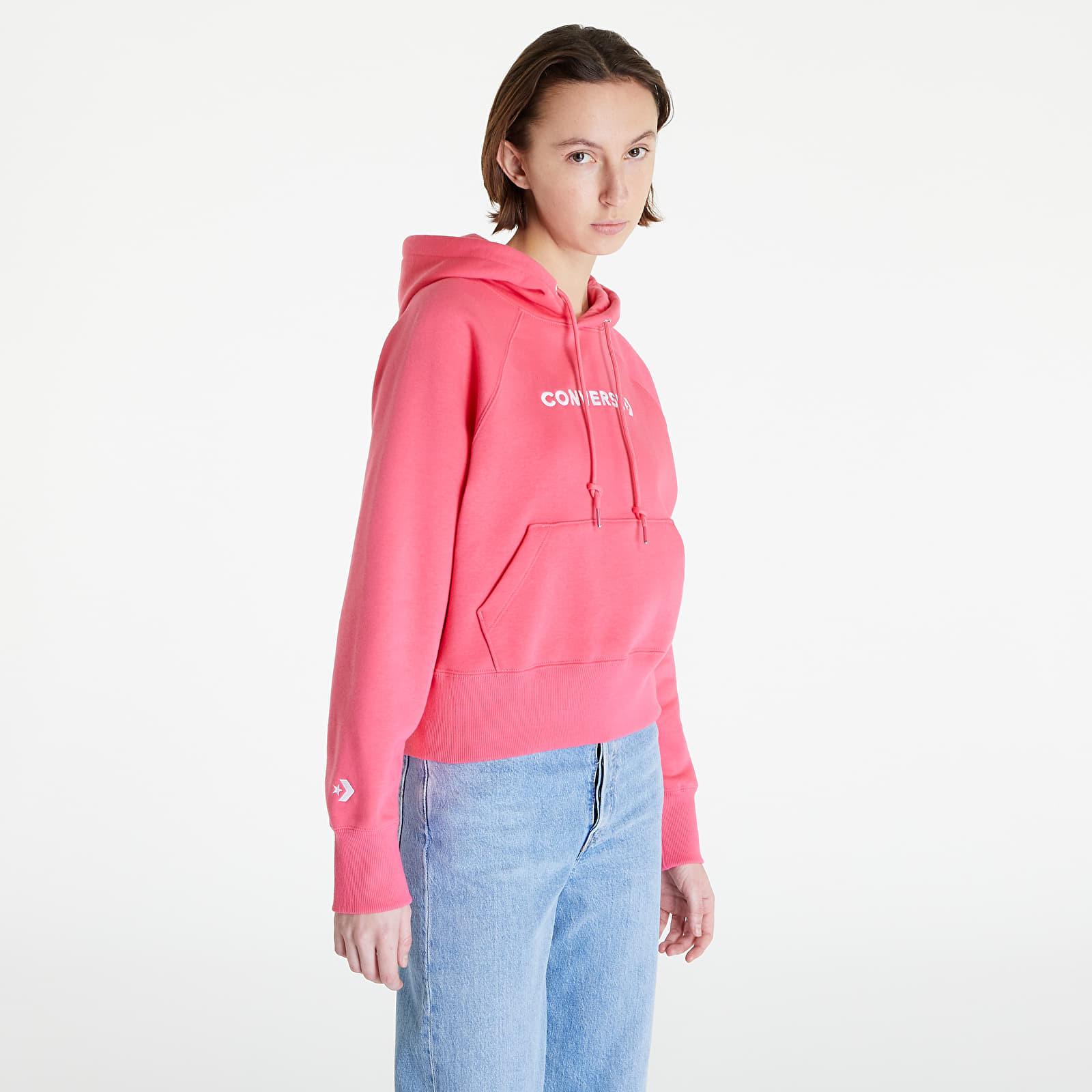 Converse Wordmark Fleece Pullover Hoodie Strawberry Jam in Pink | Lyst