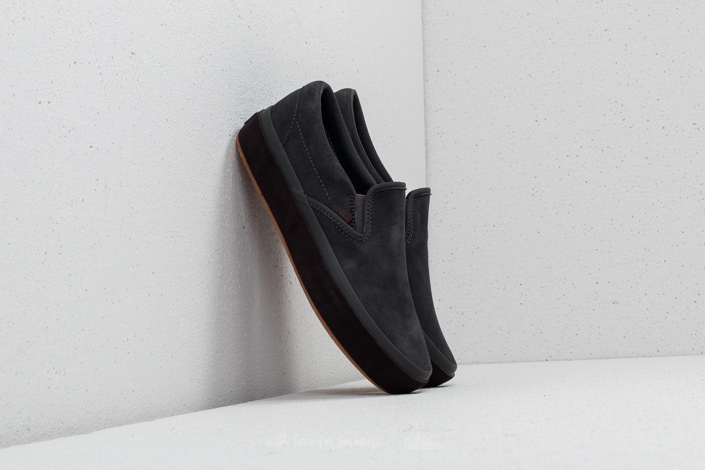 black vans slip on platform
