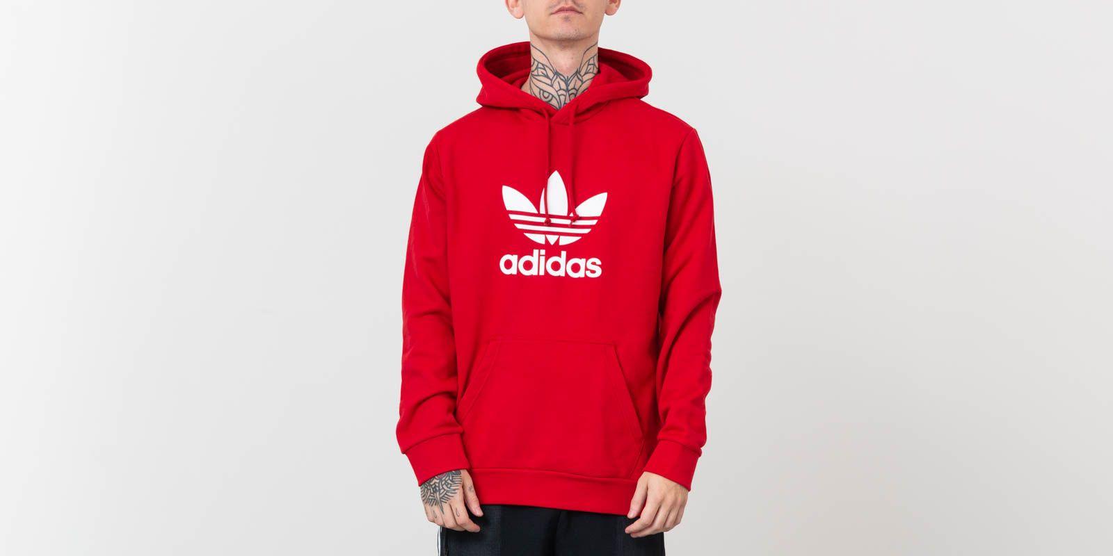 red adidas hoodie trefoil