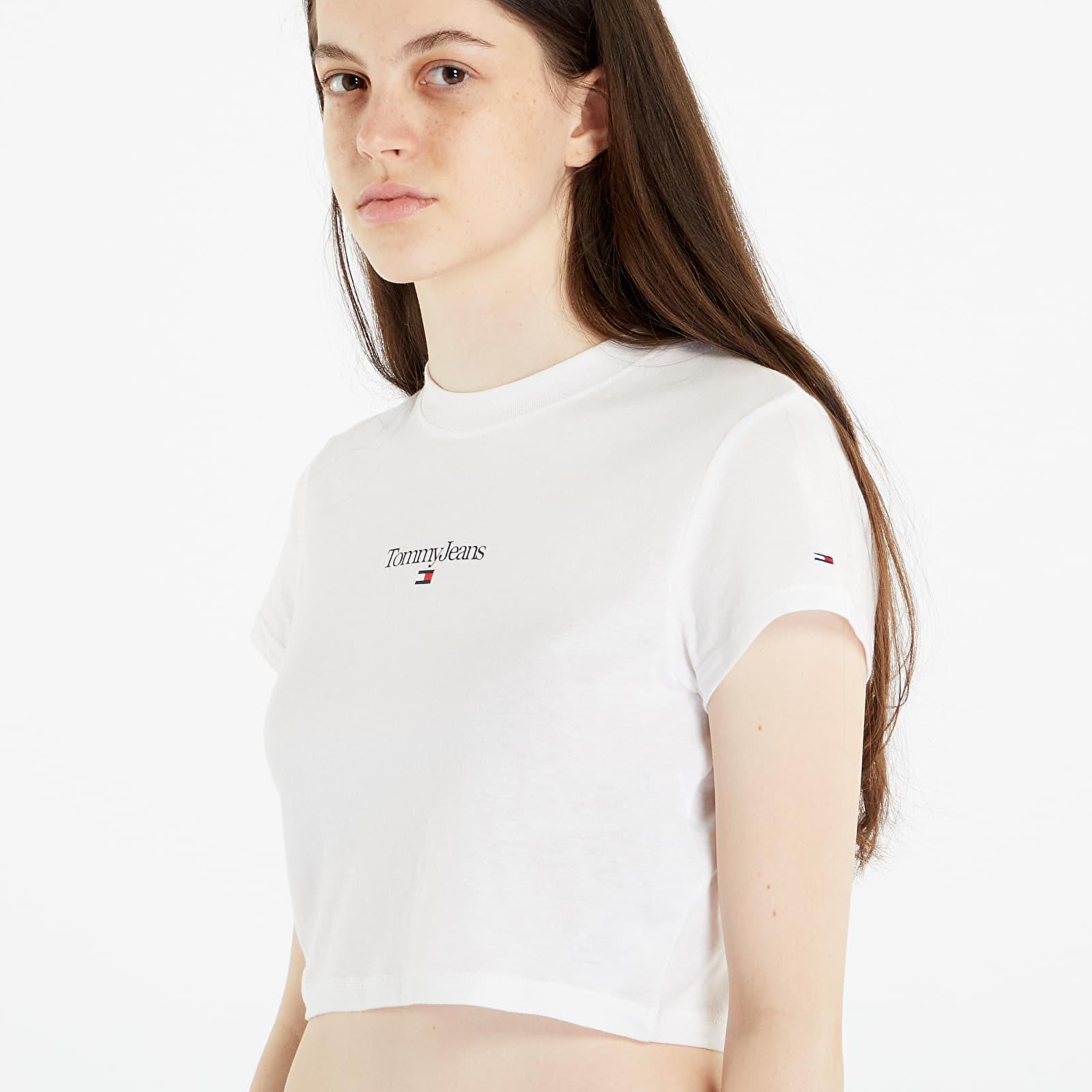 Tommy Hilfiger Essential Logo Cropped T-shirt White in Blue | Lyst