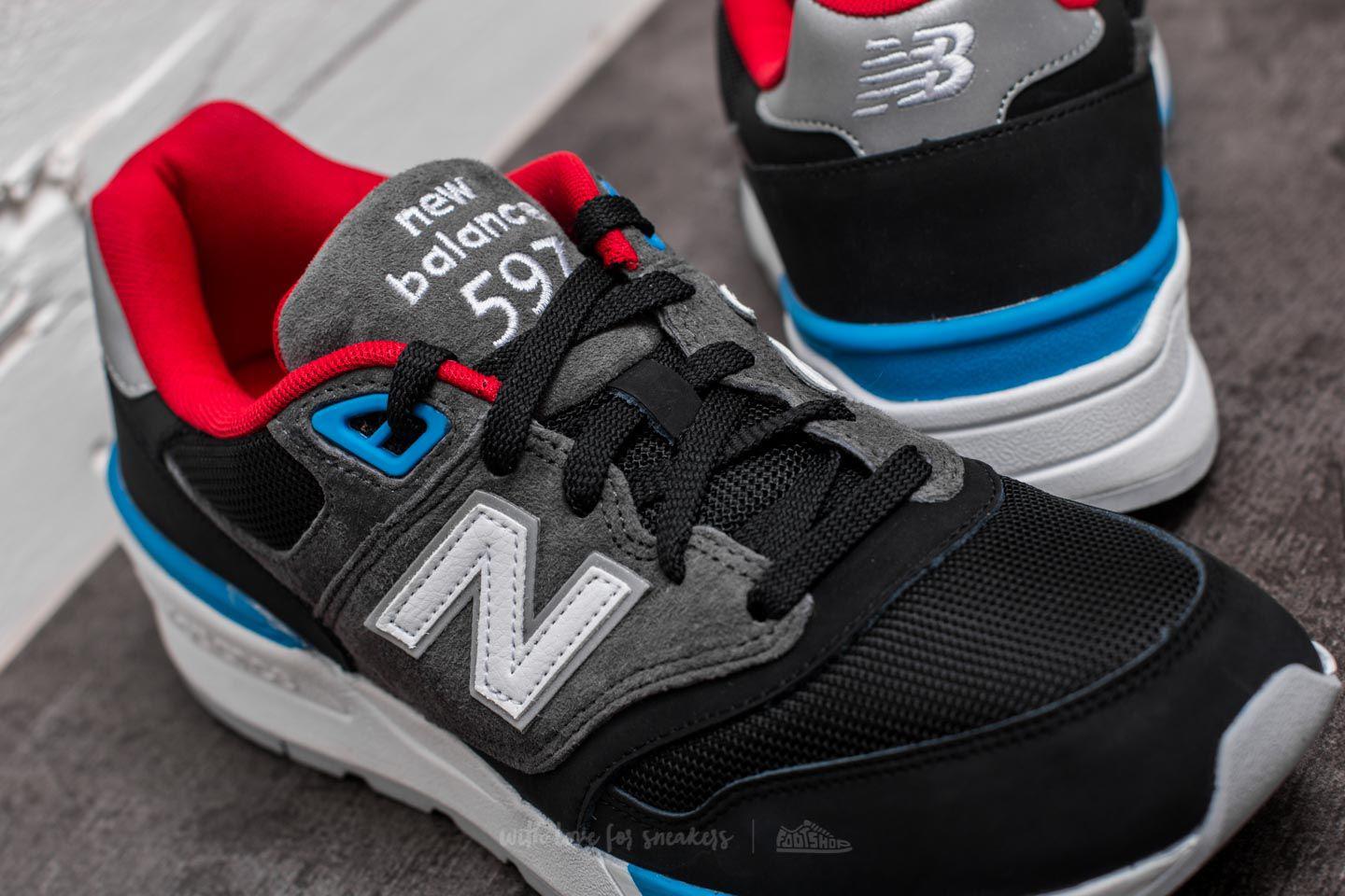 New Balance Leather 597 Black/ Grey/ Red-white-blue for Men - Lyst