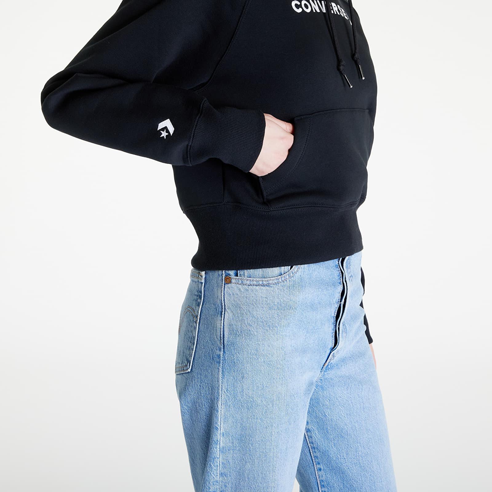 Converse Wordmark Fleece Pullover Hoodie Black in Blue | Lyst