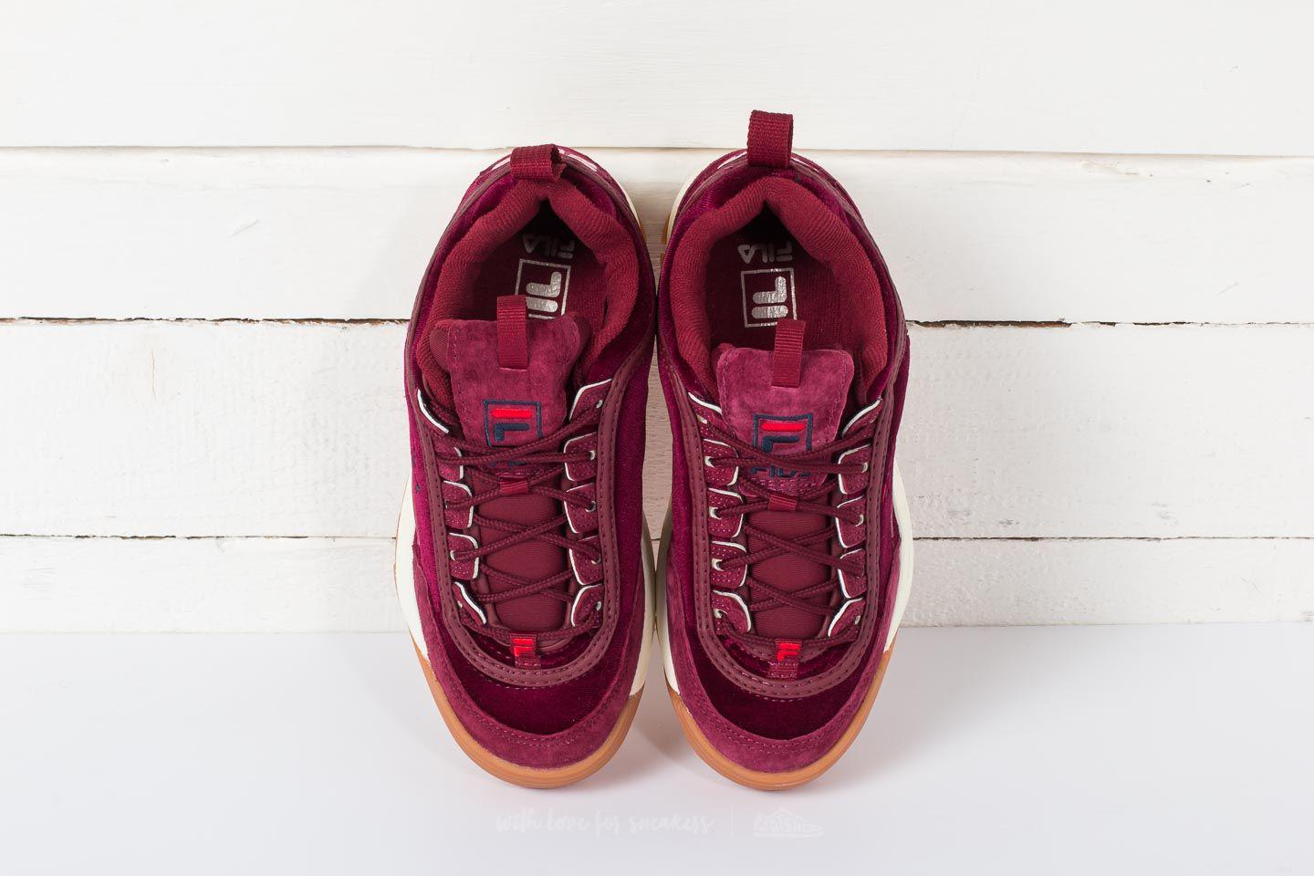Fila Disruptor In Burgundy Velvet in Red | Lyst