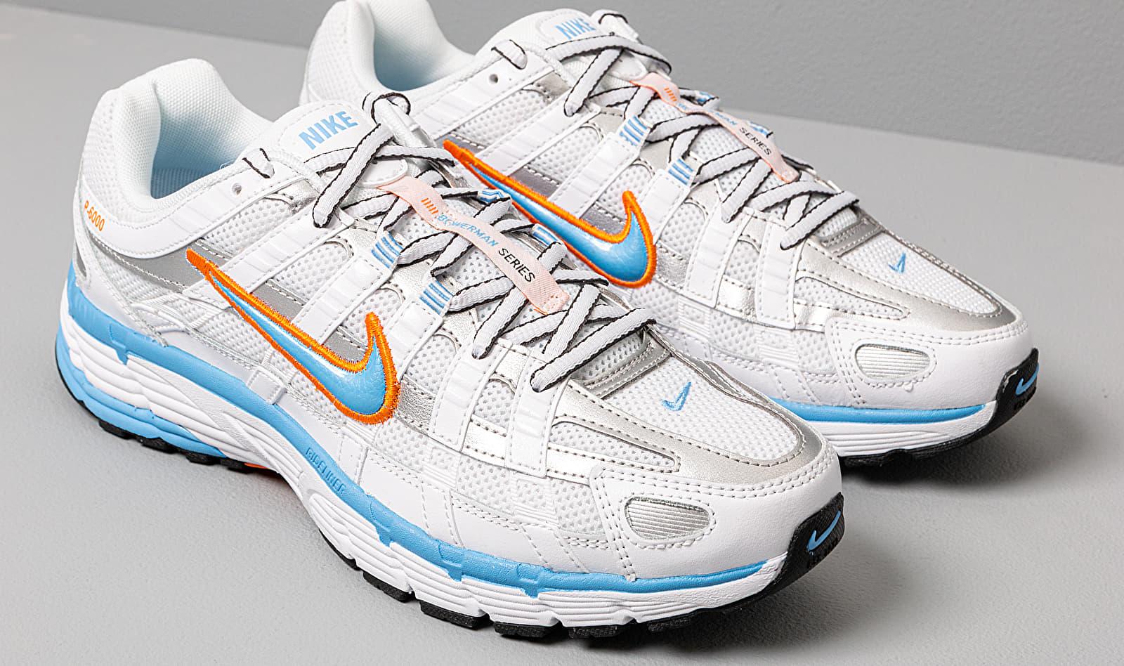 Nike Rubber White And Metallic Blue P-6000 Trainers - Lyst