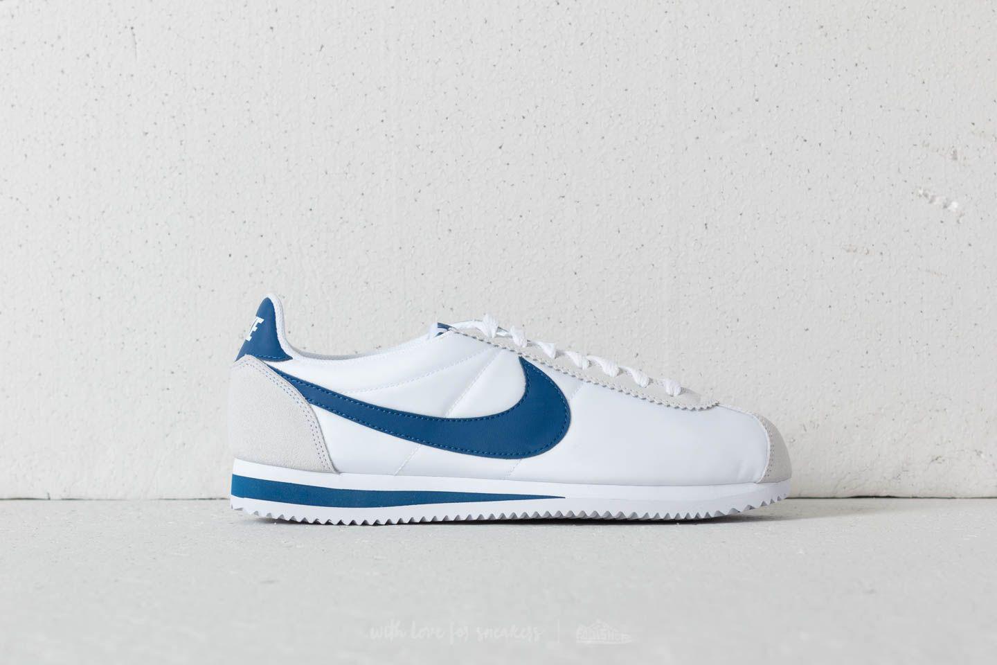 nike cortez white gym blue