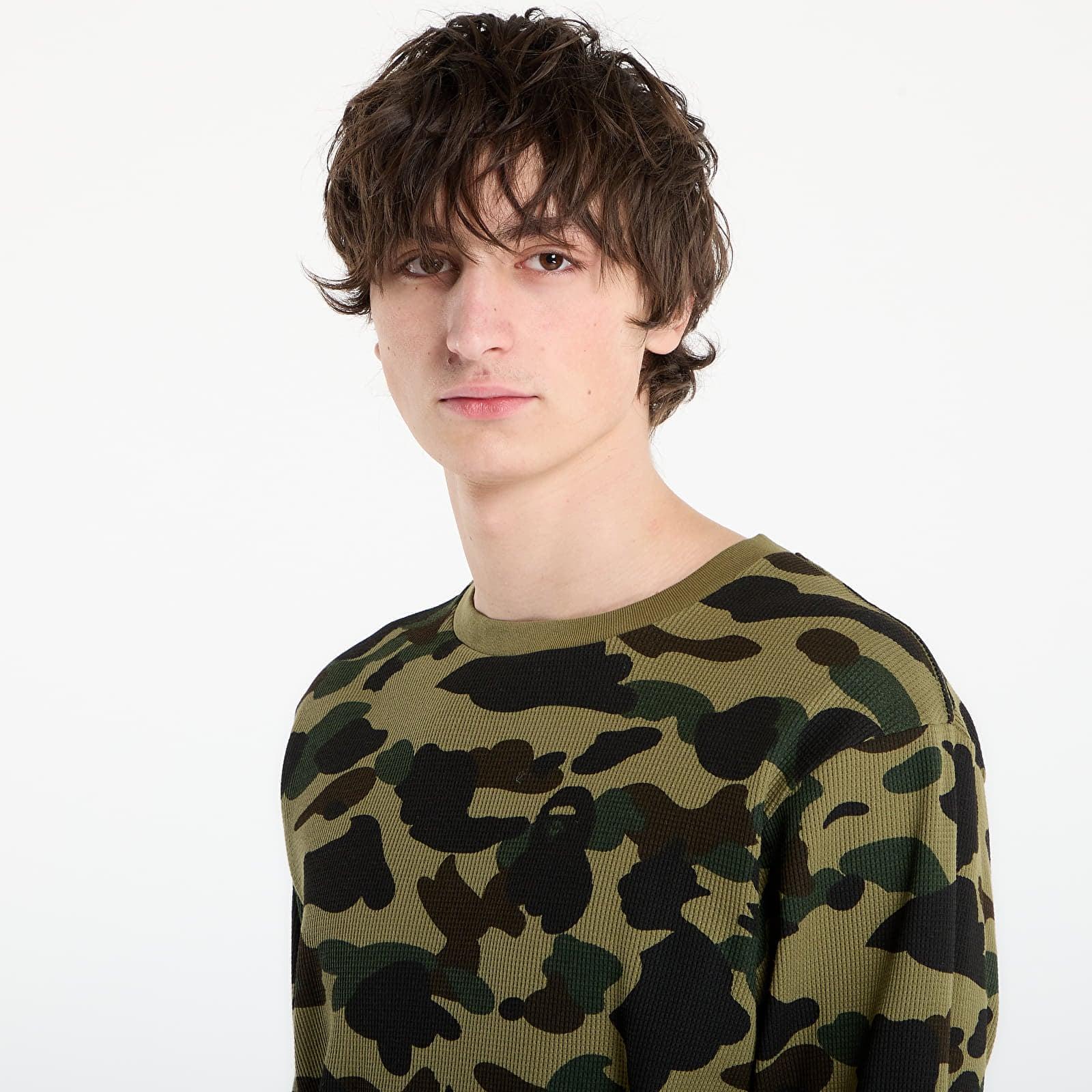 A Bathing Ape T-Shirt 1St Camo Thermal Lt M Underwear in Green for