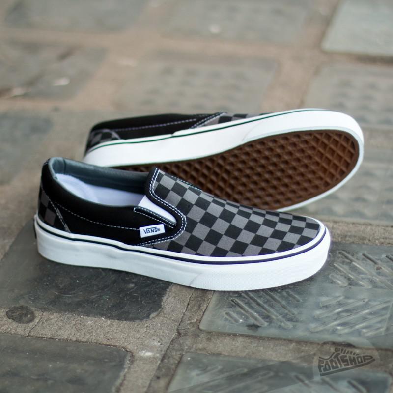 vans classic slip on trainers black pewter check
