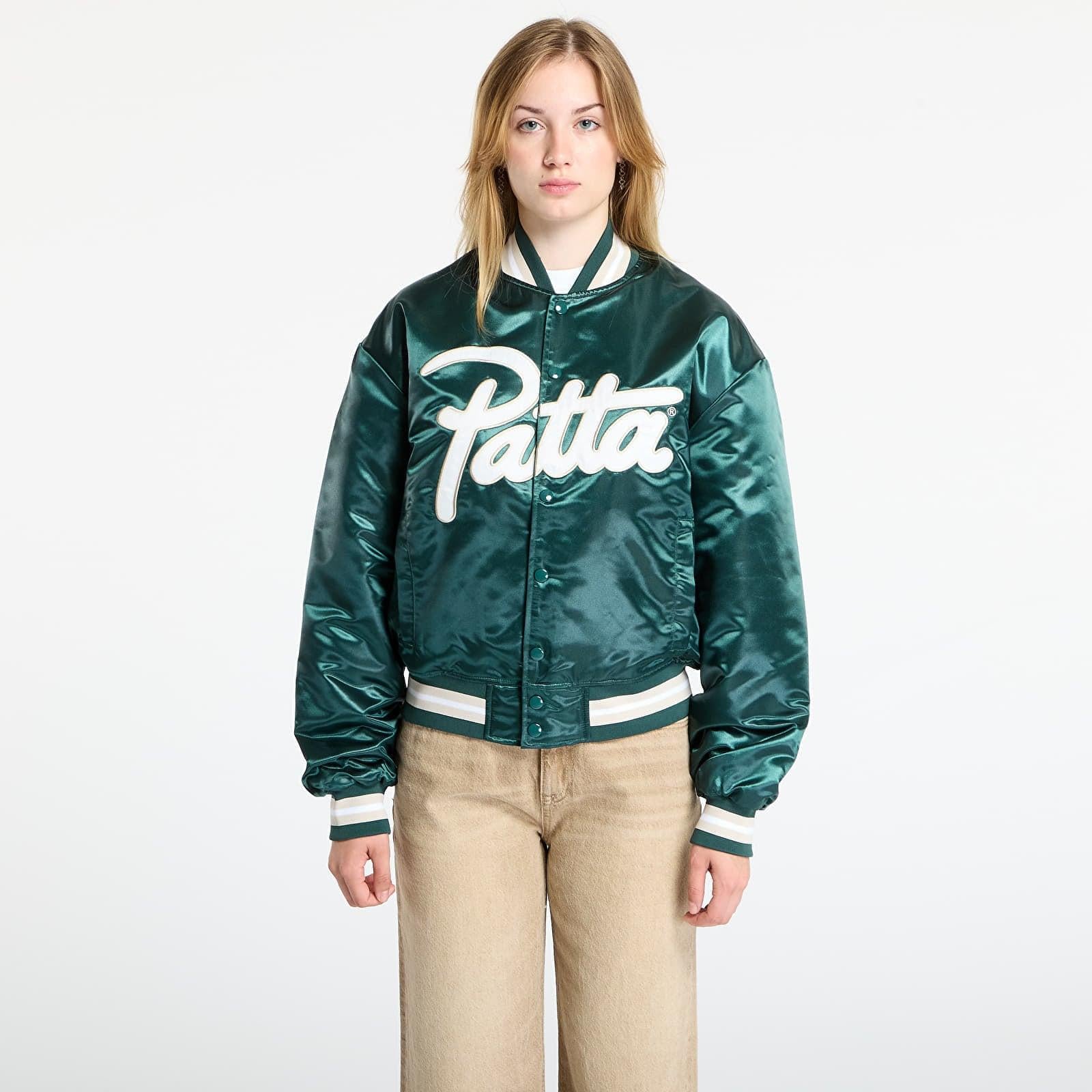 ジャケット・アウター PATTA / Script Logo Satin Varsity Jacket PATTA Jacket Script Logo Satin Varsity Jacket in Green | Lyst