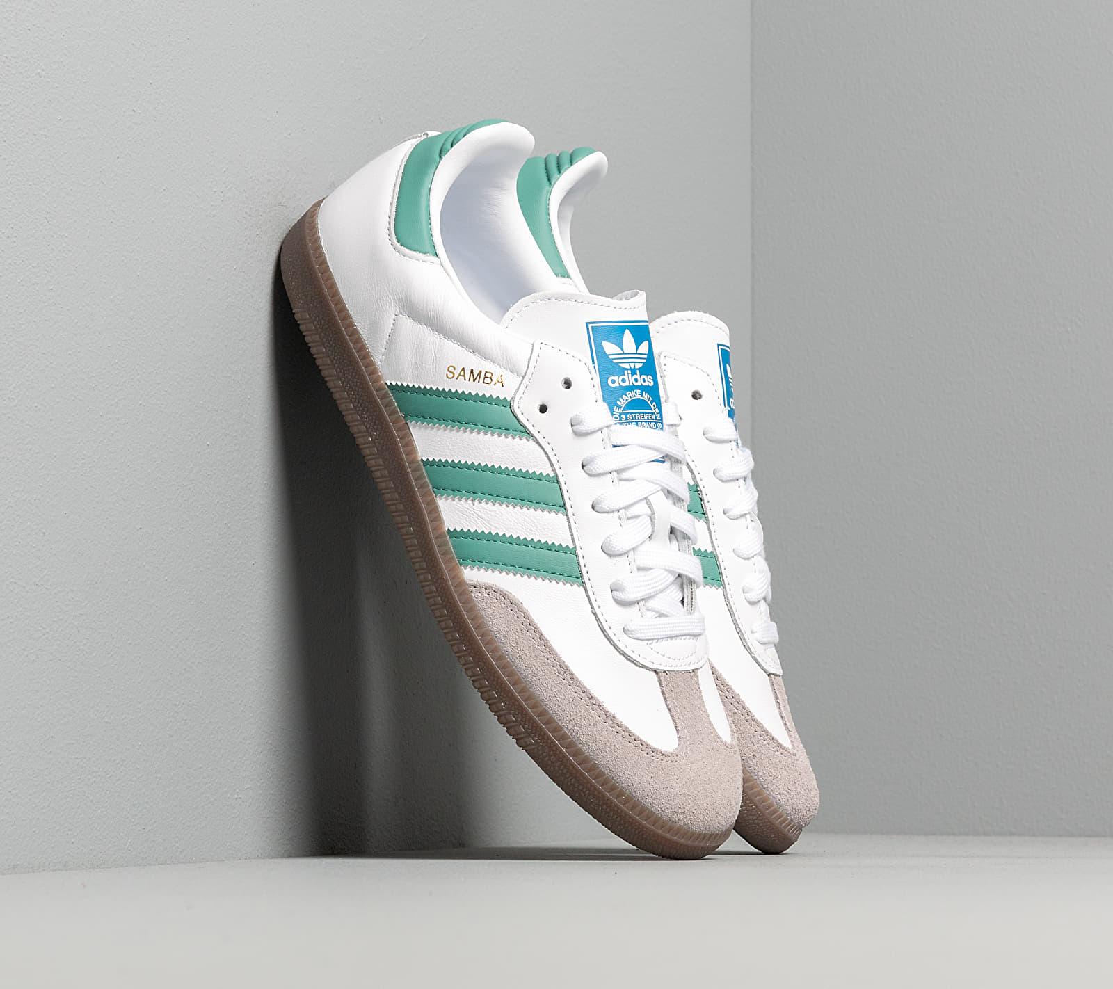 Adidas samba og trainers white/fresh green sale