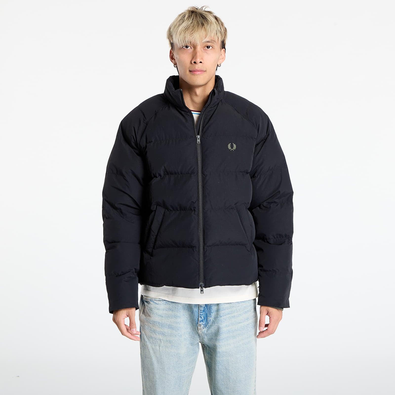 Fred Perry Jacket Raglan Sleeve Padded Jacket in Black for Men | Lyst