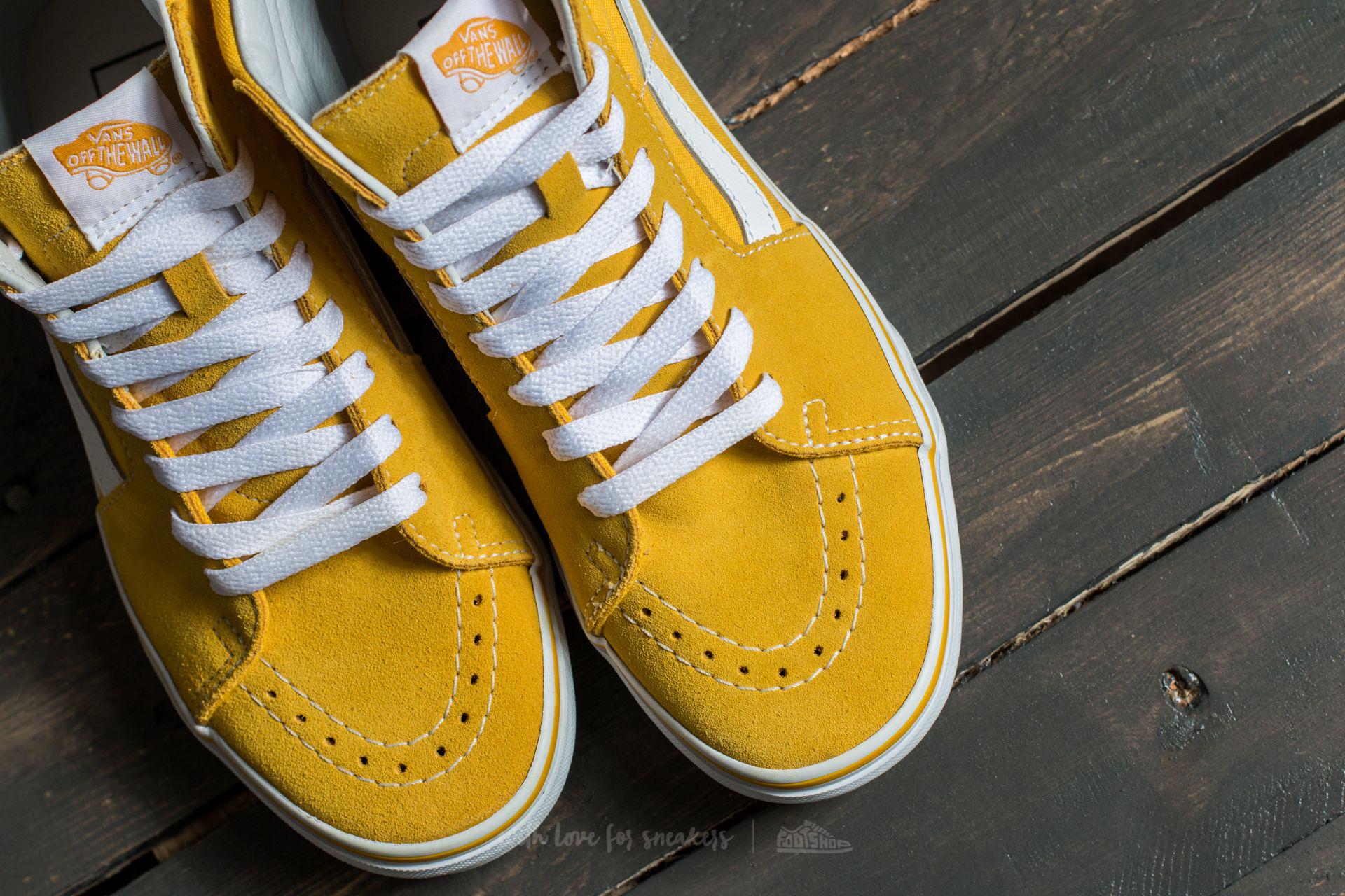 vans sk8 hi spectra yellow & white skate shoes