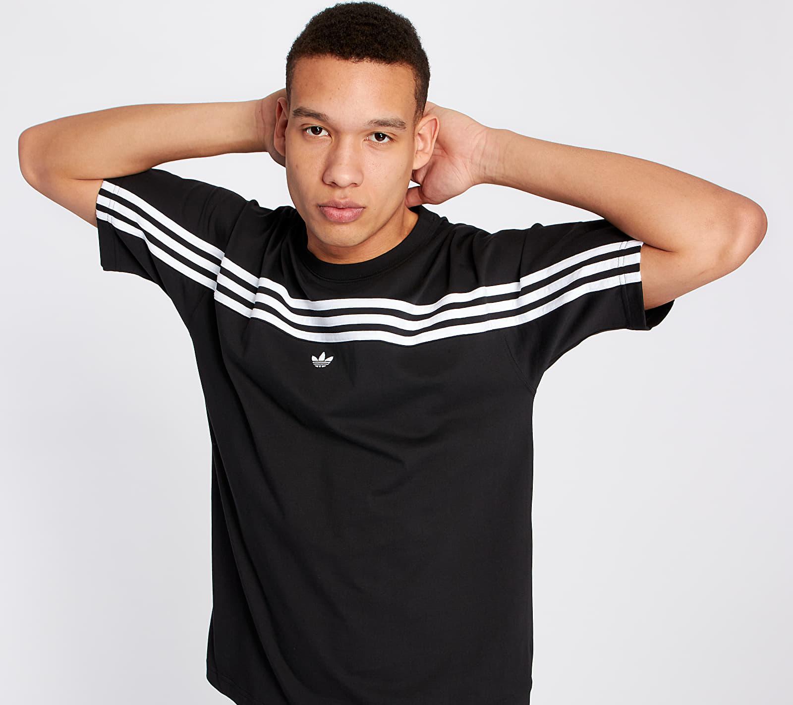 adidas Originals Cotton Three Stripe Central Logo T-shirt in Black for Men  | Lyst