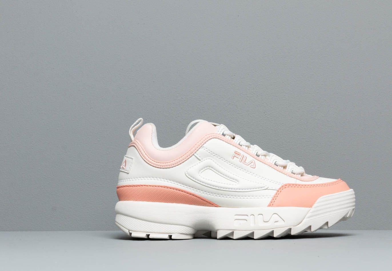 salmon pink white fila shoes