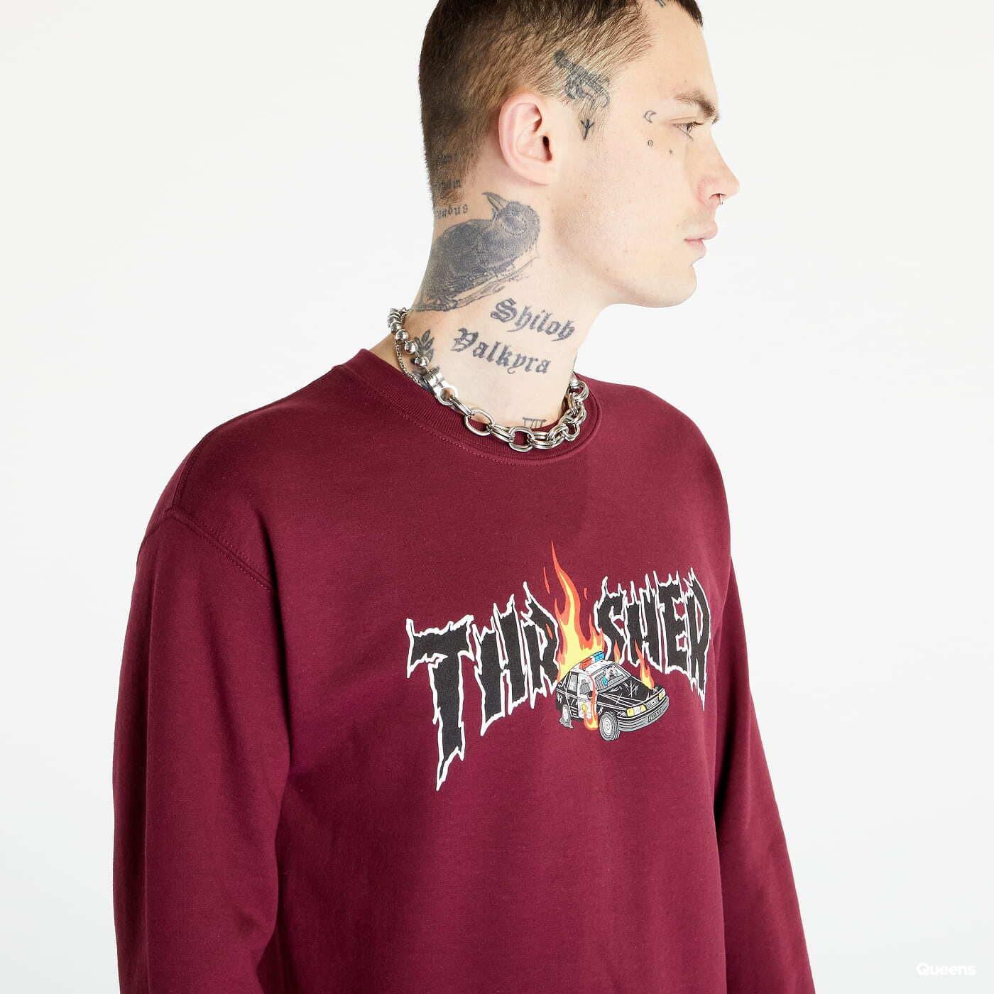 Thrasher Cop Car Crewneck Maroon in Red for Men | Lyst
